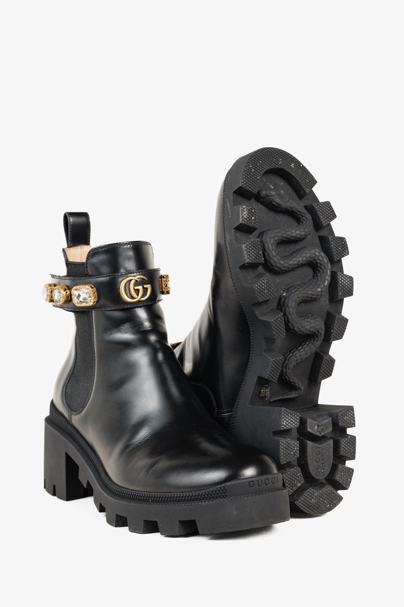 Gucci Gucci Trip Crystal-Embellished Block Heel Chelsea Boots Size US 8 / IT 38 - 4 Thumbnail