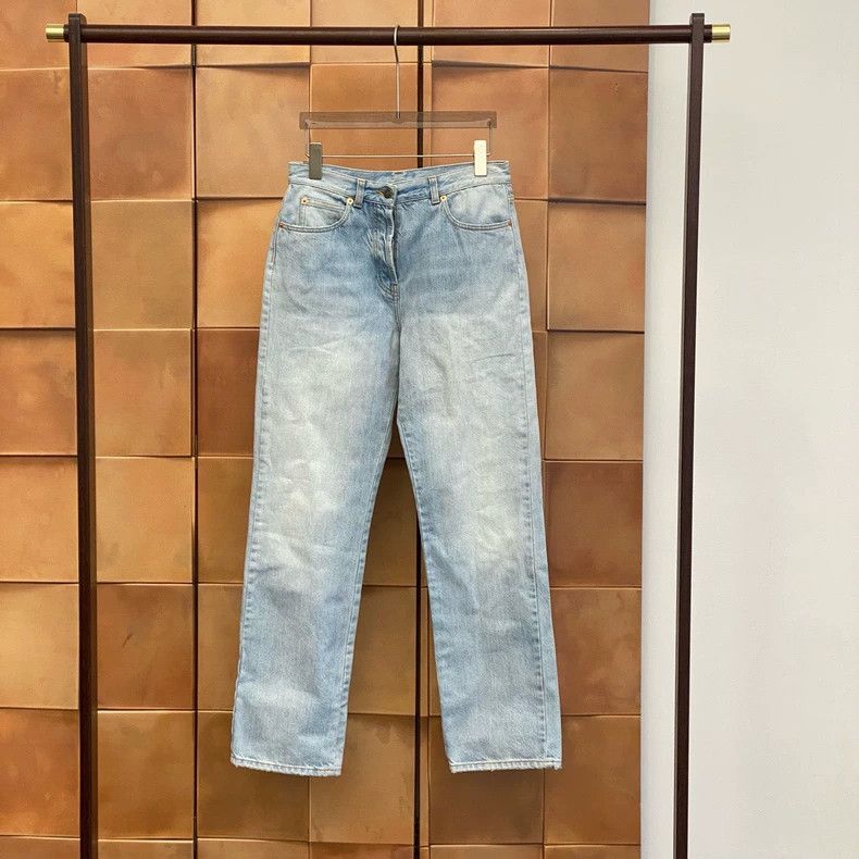 Gucci Gucci Washed blue leather brand letter logo horse buckle je Size 28" / US 6 / IT 42 - 1 Thumbnail