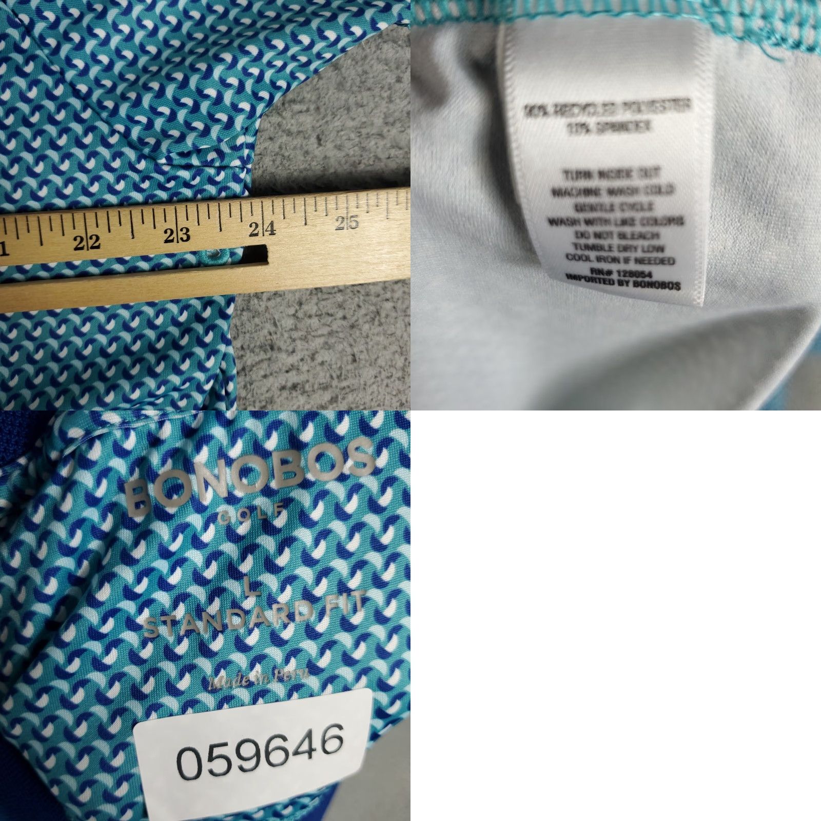 Bonobos Bonobos Polo Shirt Mens Large Blue Geometric Short Sleeve Casual Activewear Size US L / EU 52-54 / 3 - 8 Thumbnail