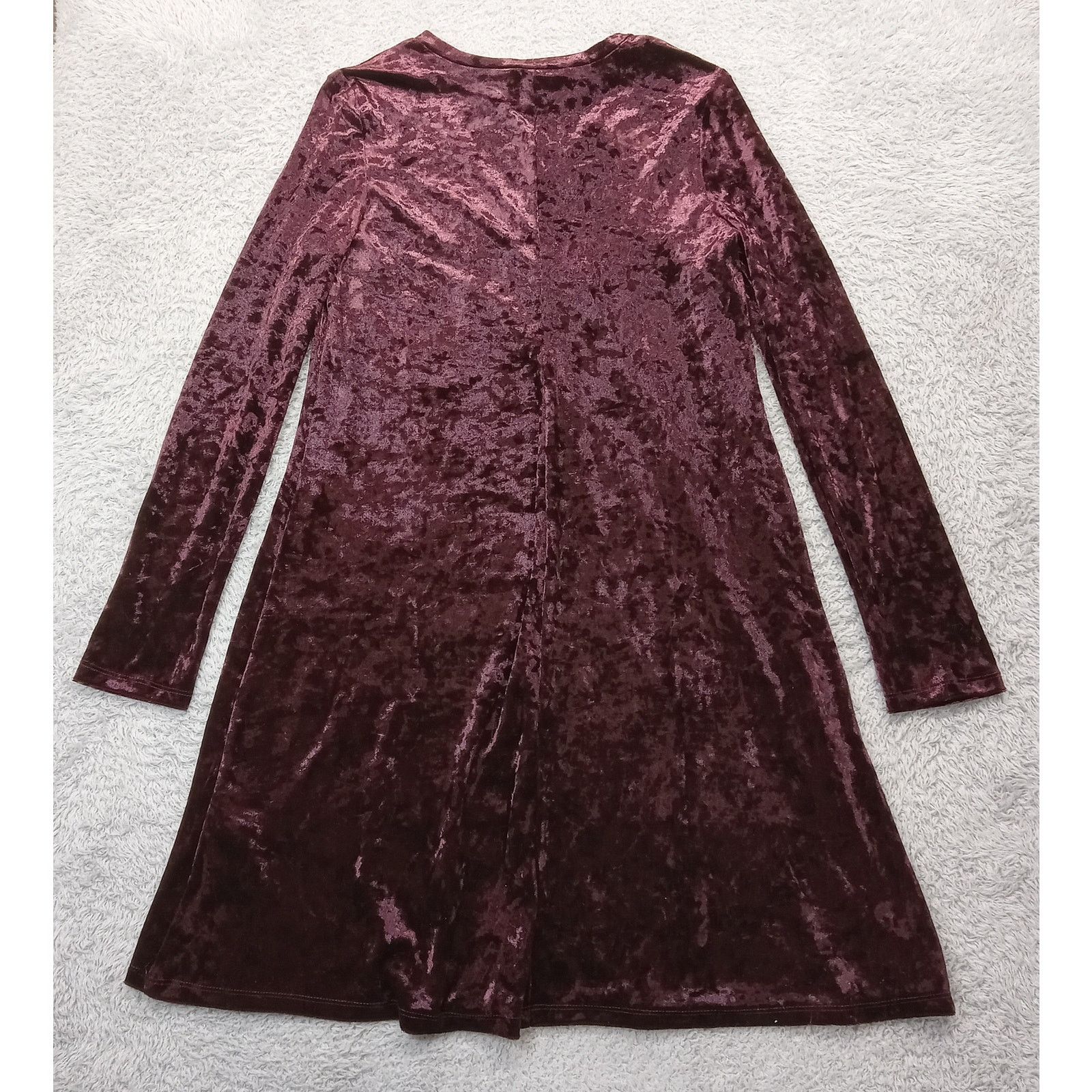 & Other Stories London Times Dress 6 Women's Red Velvet 3/4 Sleeve Pullover Size M / US 6-8 / IT 42-44 - 2 Thumbnail