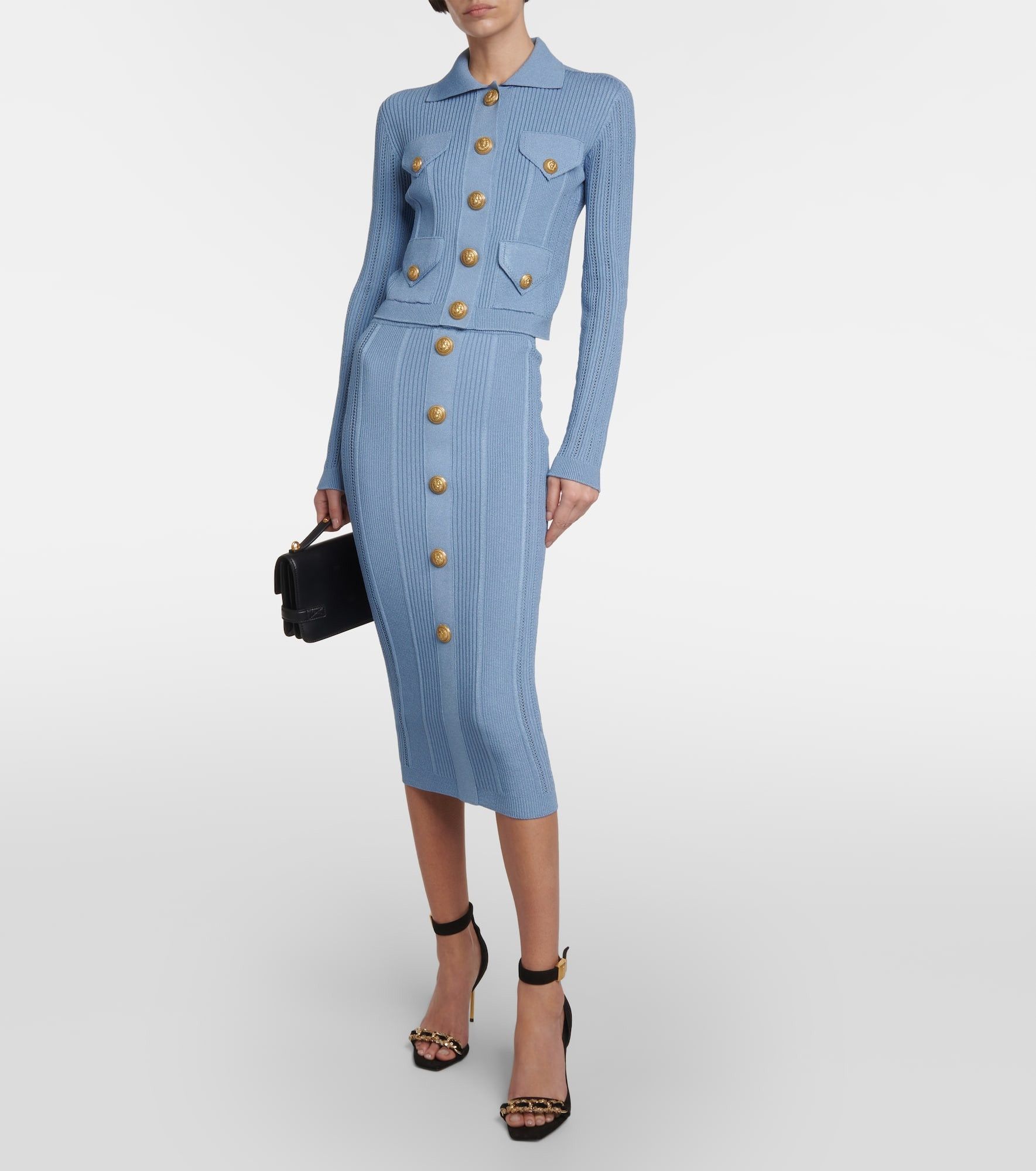 Balmain o1s1wg110825 Embellished Cardigan in Blue Size S / US 4 / IT 40 - 2 Thumbnail