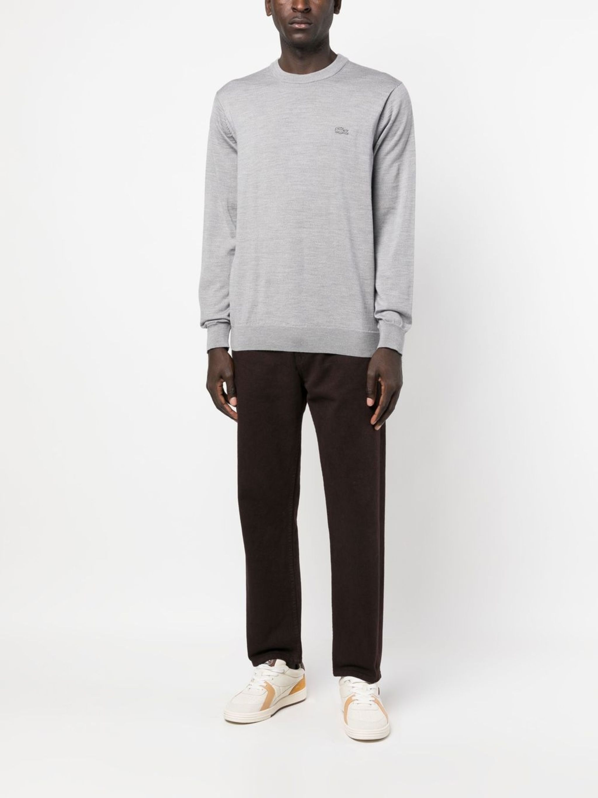 Lacoste o1s22i1n1124 Wool Crewneck Pullover Sweater in Grey Size US XXL / EU 58 / 5 - 2 Thumbnail
