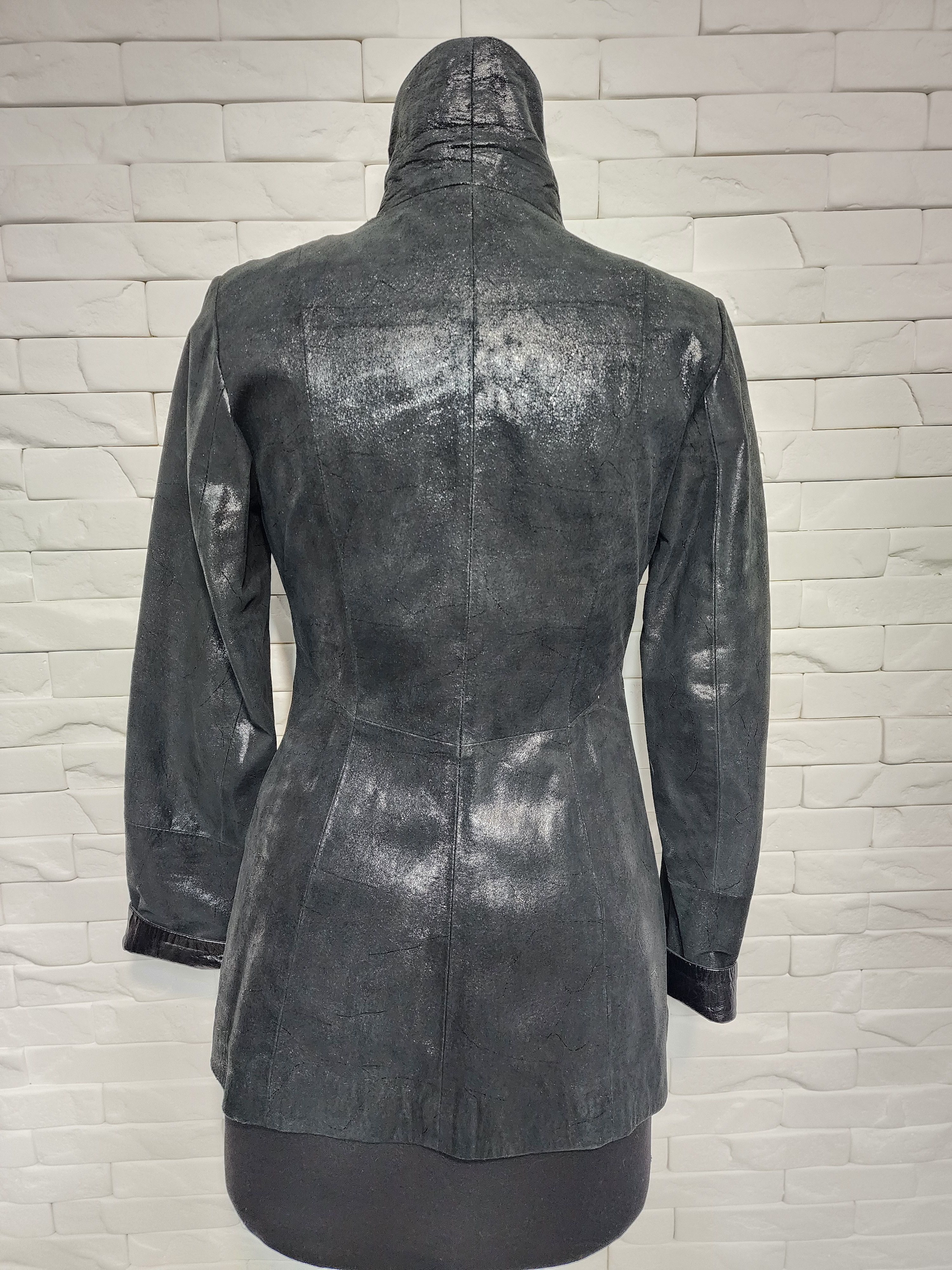 Designer Black Genuine Leather Jacket Size M / US 6-8 / IT 42-44 - 5 Thumbnail