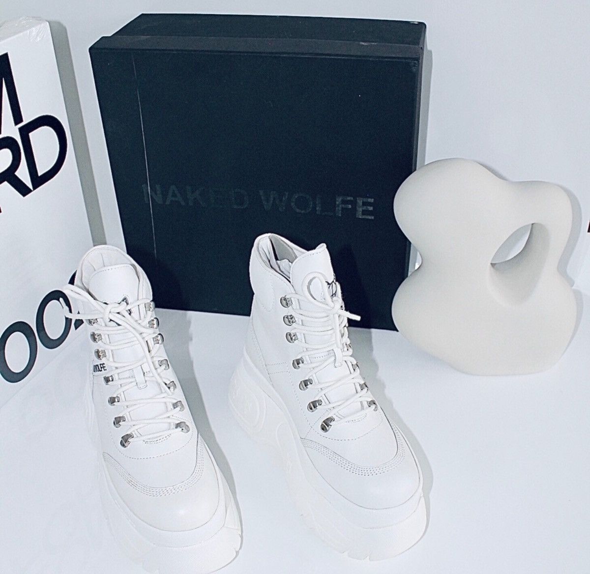NAKED WOLFE NAKED WOLFE Spike White Leather Boots Size US 8 / IT 38 - 5 Thumbnail