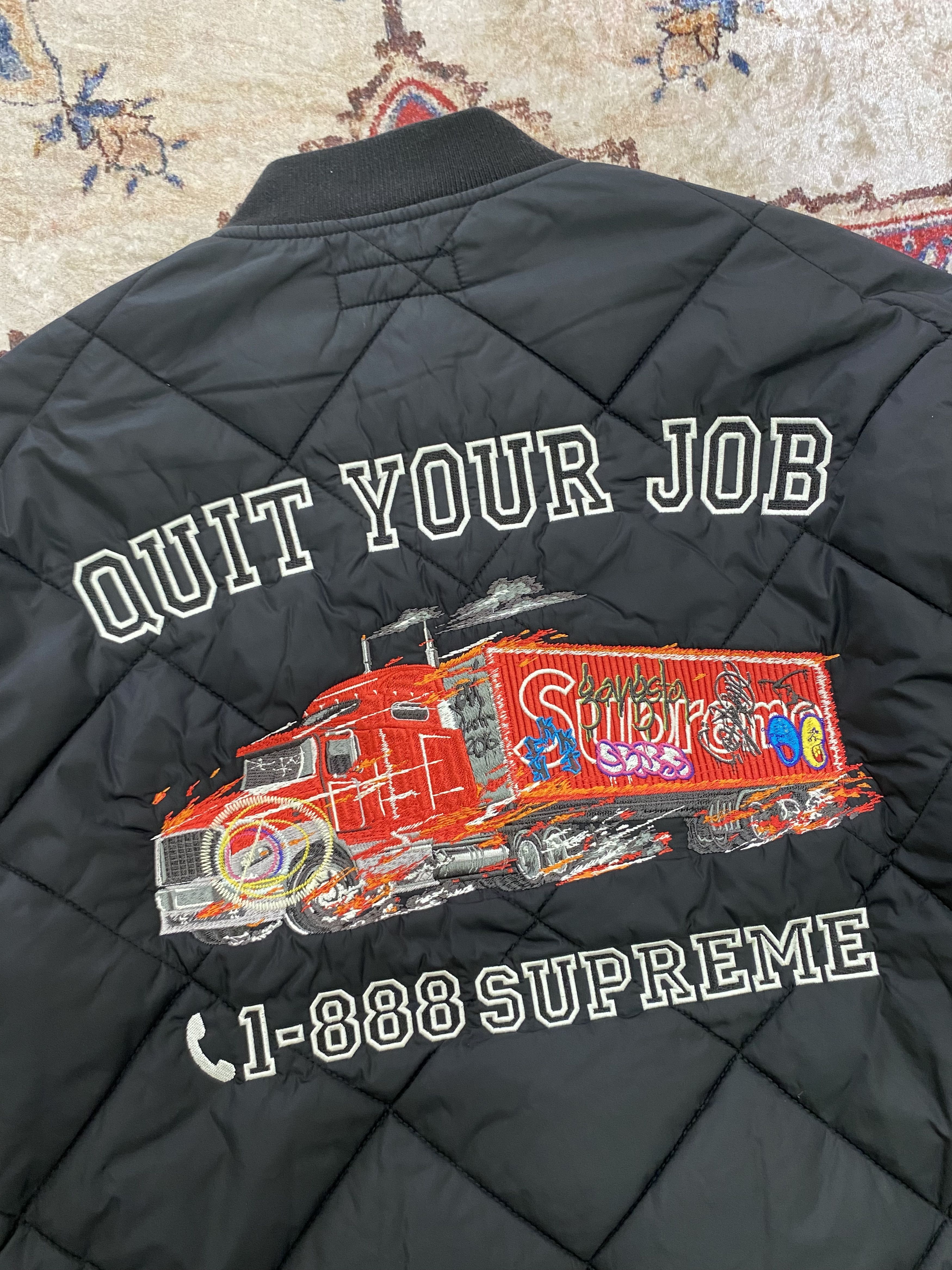 Supreme Supreme Quit Your Job Quilted Work Jacket Black Size US S / EU 44-46 / 1 - 2 Thumbnail