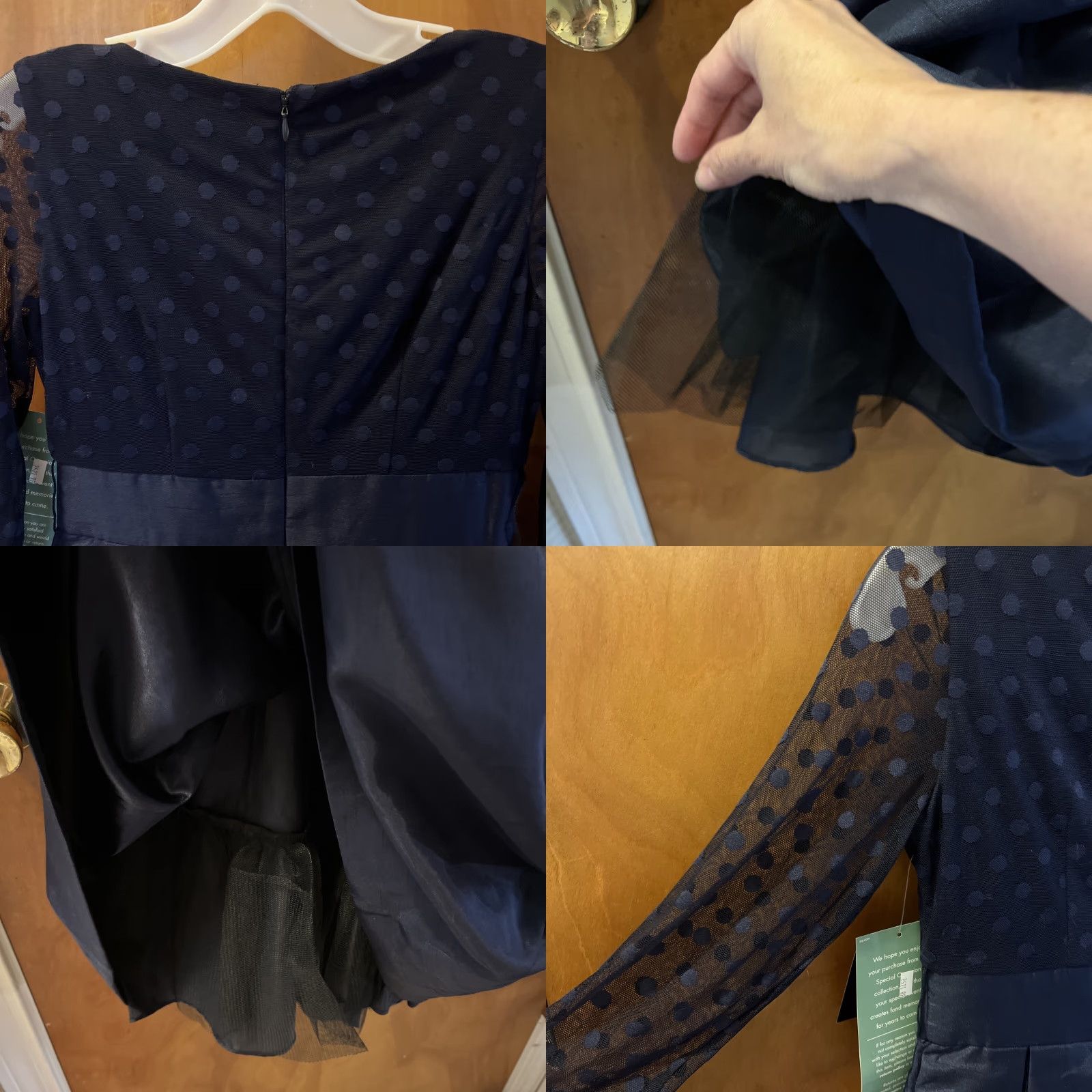 Etro VINTAGE JH Evening Women Dress Retro 50s Polka Dot Knee Length Fit & Flare Petites Navy Blue Size 2P Size XS / US 0-2 / IT 36-38 - 8 Thumbnail