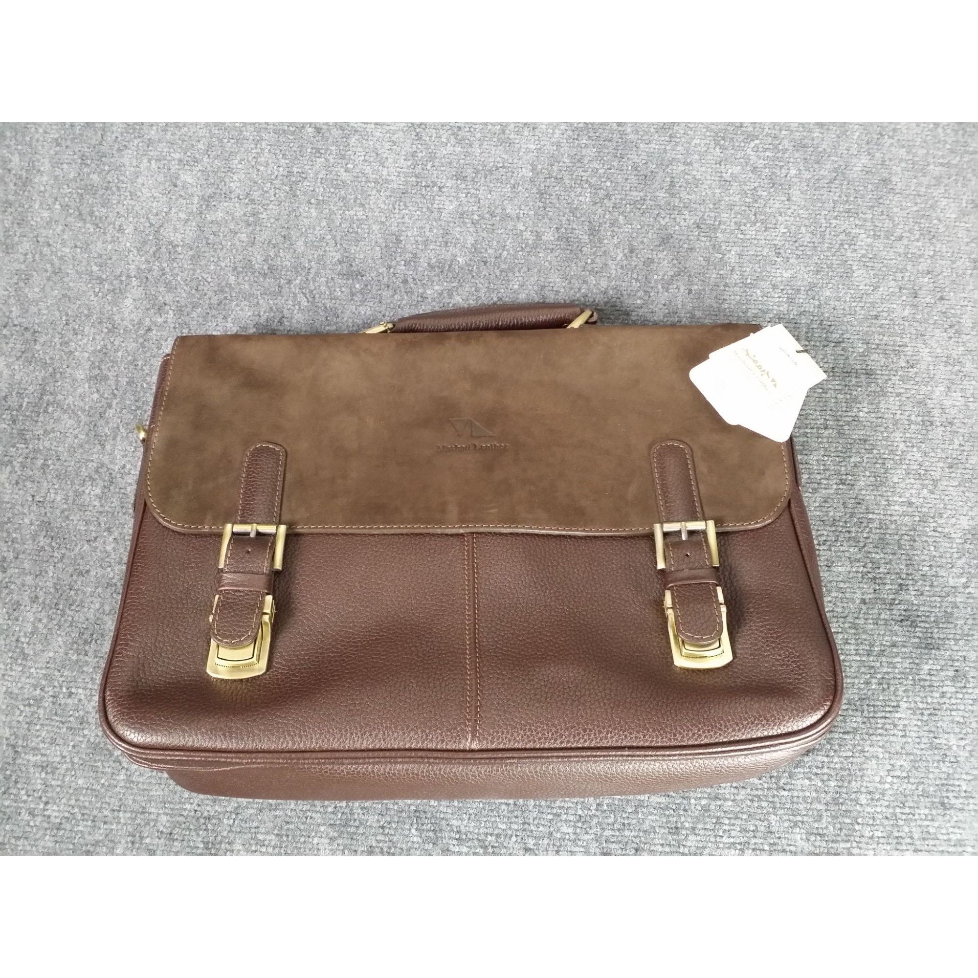 Other Mashad Leather Briefcase Men Brown Adjustable Strap Locks Bu Size ONE SIZE - 1 Thumbnail