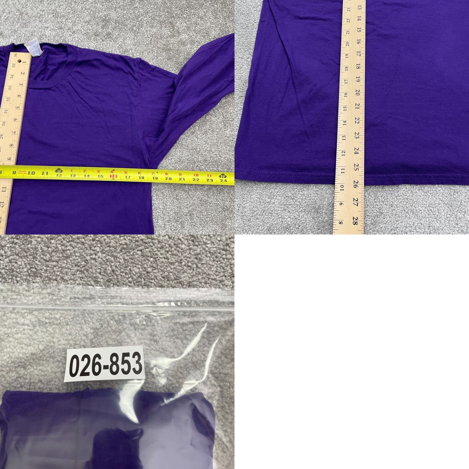 Gildan Gildan Long Sleeve Shirt Mens Medium Purple Crew Neck Cotton Casual Tee Size US M / EU 48-50 / 2 - 8 Thumbnail