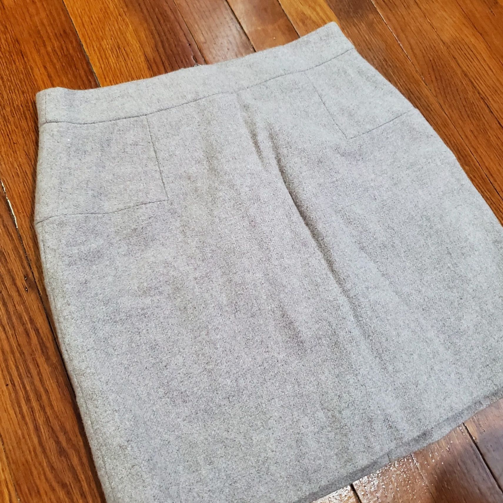 J.Crew J.CREW Skirt Womens 0 Gray Pencil Wool Polyester Short Zip Slit Twill Dry Clean Only Vintage No Size 25" / US 0 / IT 36 - 2 Thumbnail