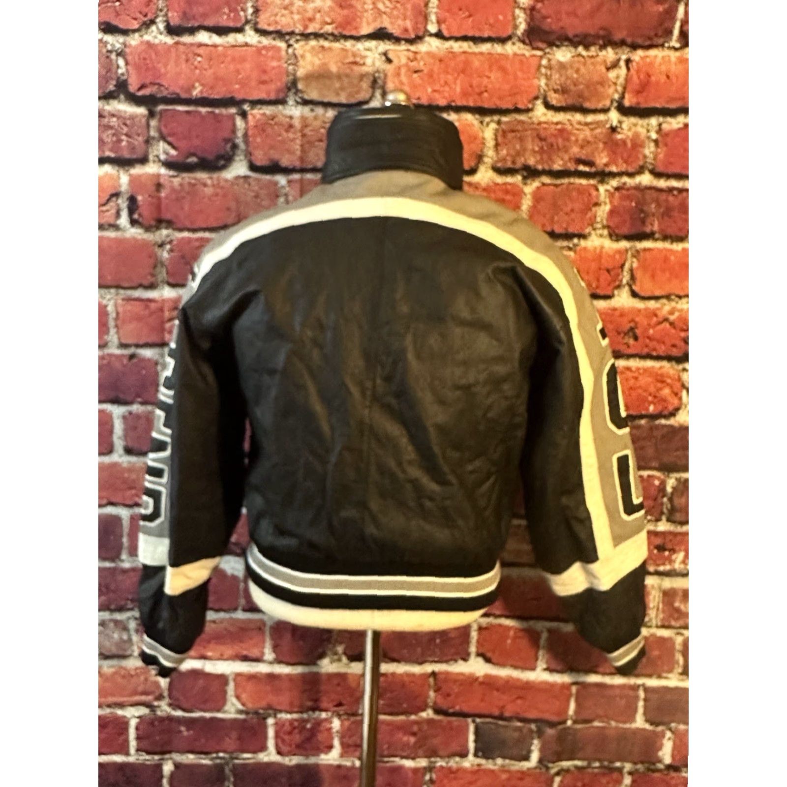 Vintage I.O.U. Legend Leather Shell Racing Jacket Full Zip Button Gray White Black Men S Size US S / EU 44-46 / 1 - 5 Thumbnail