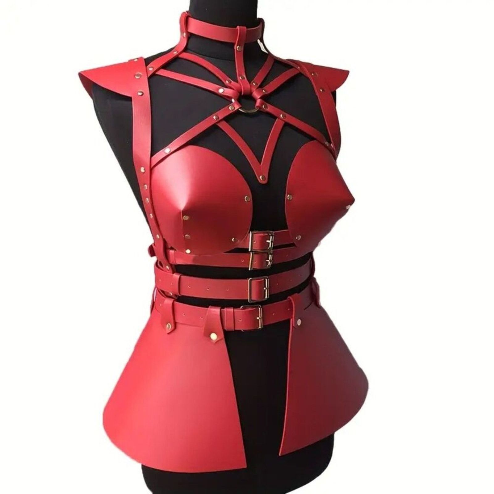 Other Samurai Warrior Red Corset Harness Cosplay Set, ONE SIZE Size ONE SIZE - 3 Thumbnail