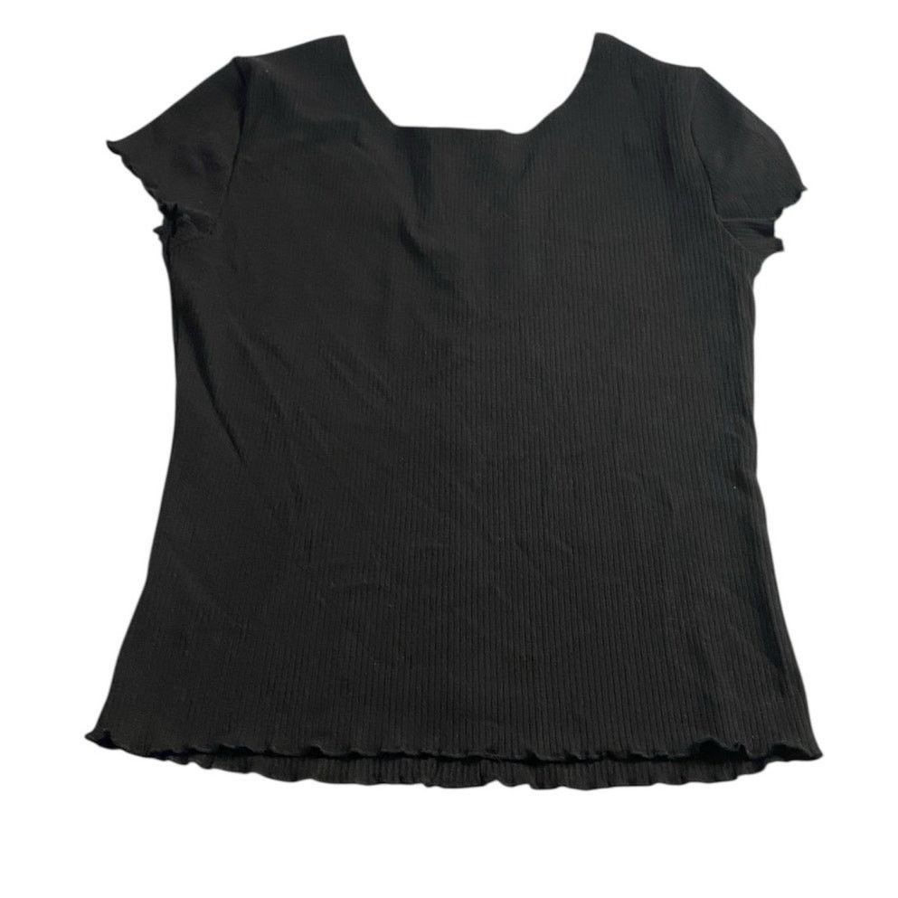 Other Minimalist Ribbed Button Front Black Top No Boundaries L Size L / US 10 / IT 46 - 5 Thumbnail