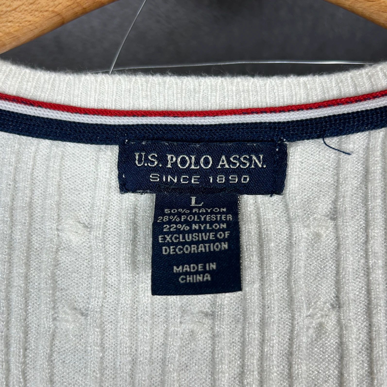 Designer × U.S. Polo Assn. US Polo Assn.knitwear sweater cream mini logo pony v neck Size L / US 10 / IT 46 - 5 Thumbnail