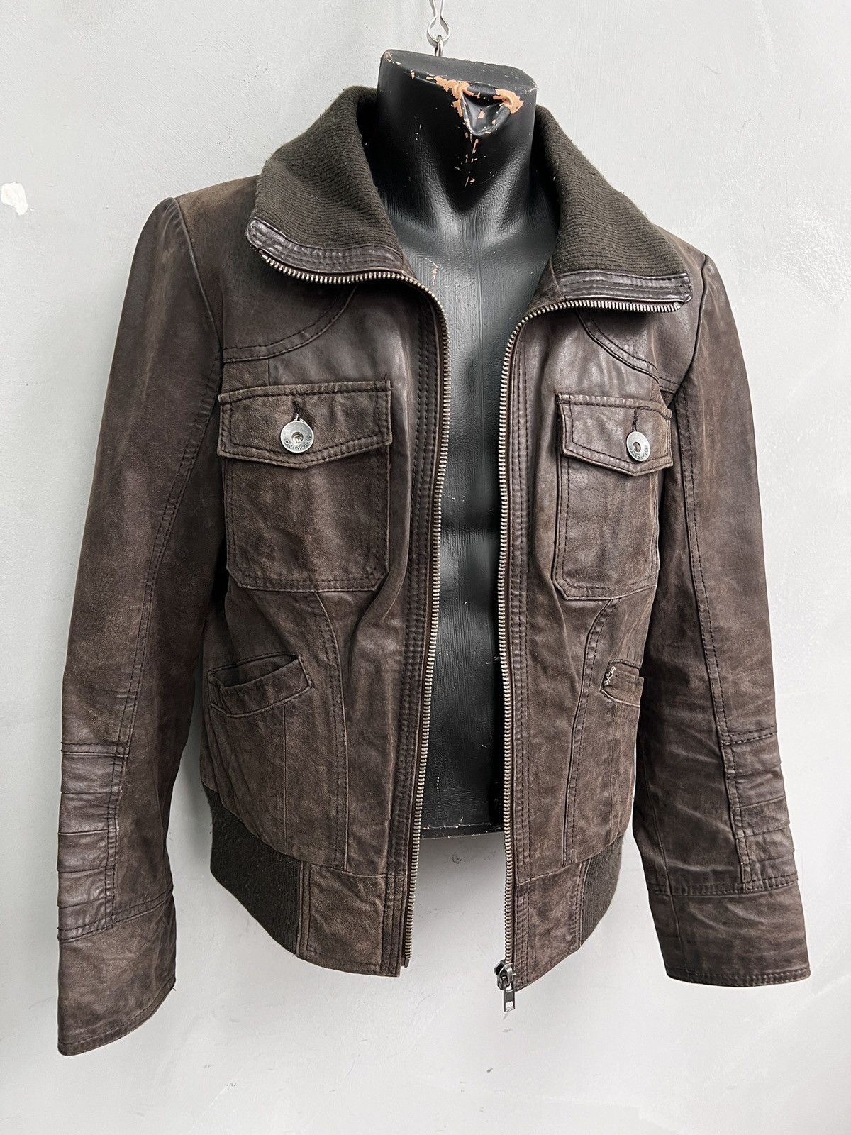 Hysteric Glamour long neck leather bomber jacket multipocket 14thaddiction Size US S / EU 44-46 / 1 - 9 Thumbnail