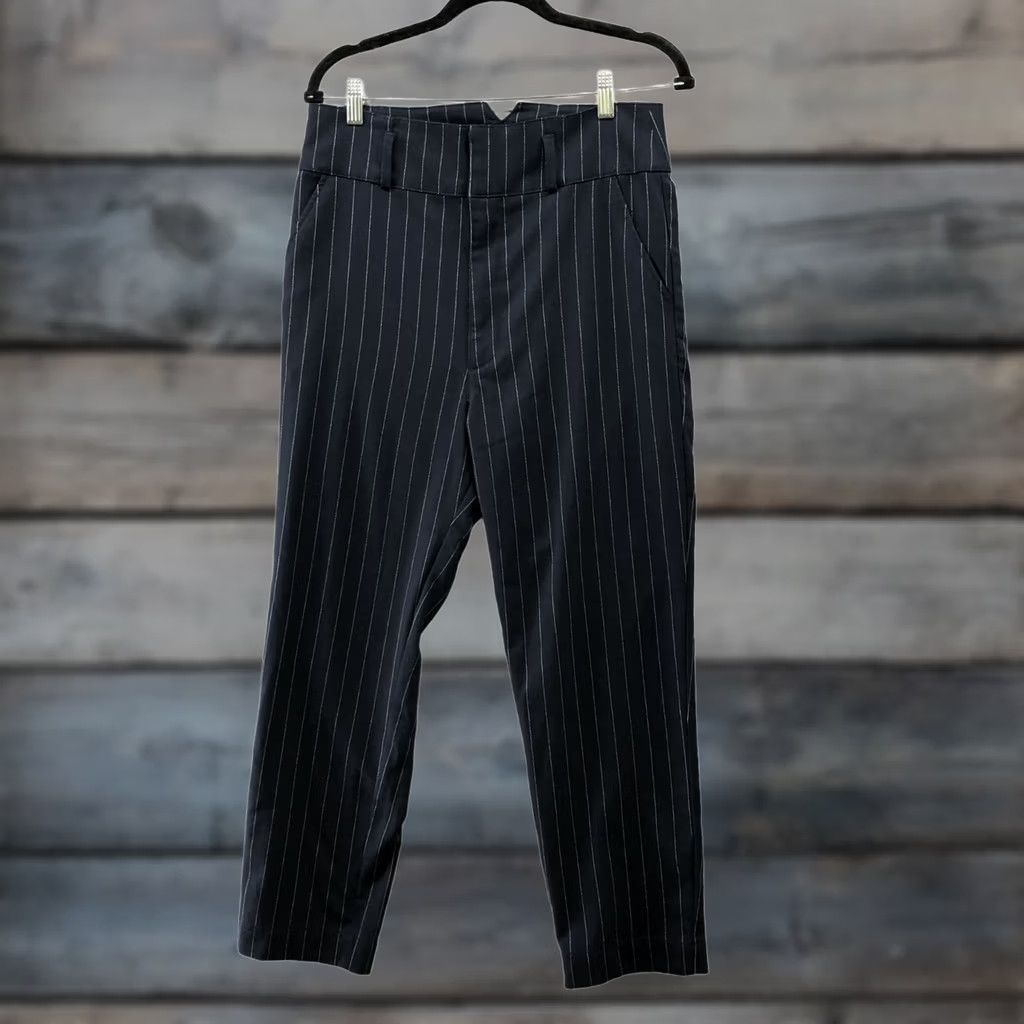 Abercrombie & Fitch VINTAGE Abercrombie & Fitch High Waisted Dress Pants Womens M Navy Pinstriped Relaxed Size 32" / US 10 / IT 46 - 1 Thumbnail