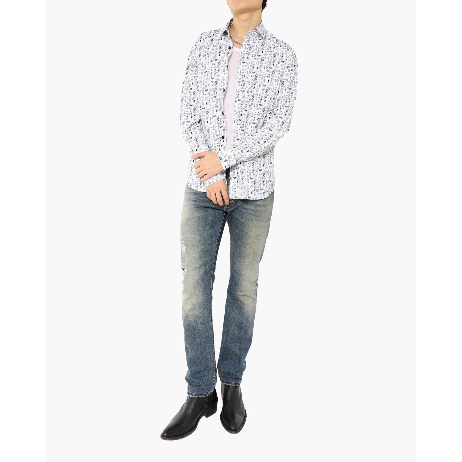Saint Laurent Paris SS14 Symbol Printed Shirt in Cotton Size US L / EU 52-54 / 3 - 4 Thumbnail