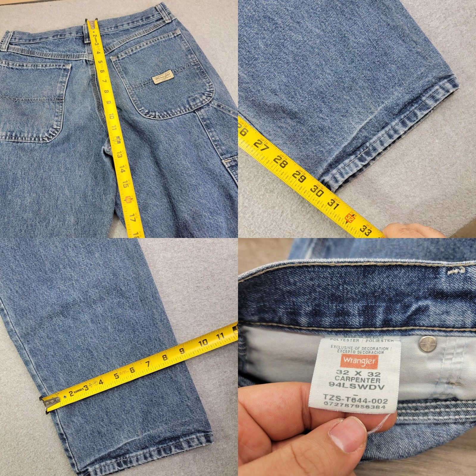 Wrangler VINTAGE Wrangler Carpenter Jeans Mens 32x32 Blue Relaxed Straight Leg Denim 94LSWDV Size US 32 / EU 48 - 9 Thumbnail