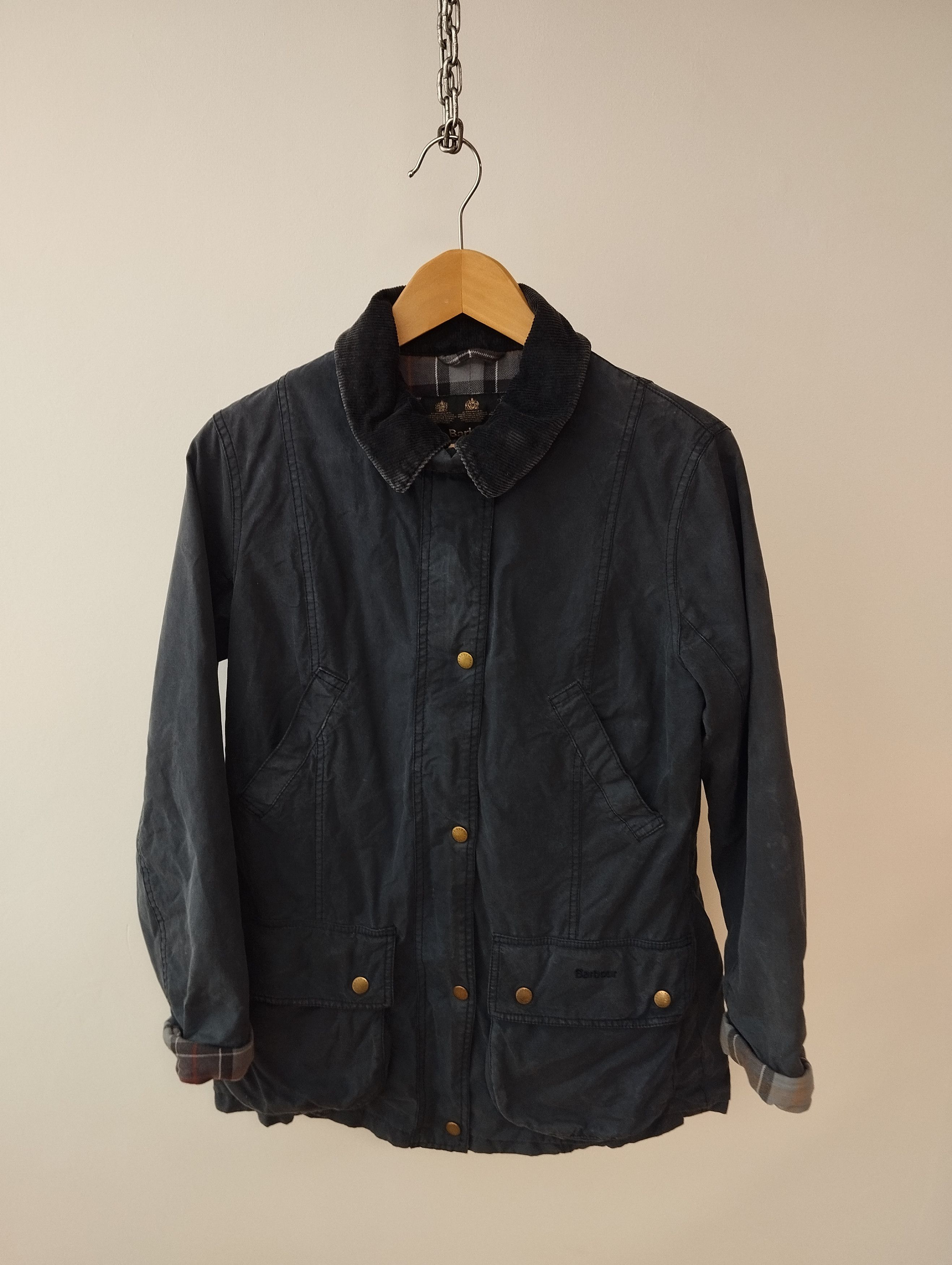 image of Barbour Waxed Jacket Size 10 in Navy, Women's