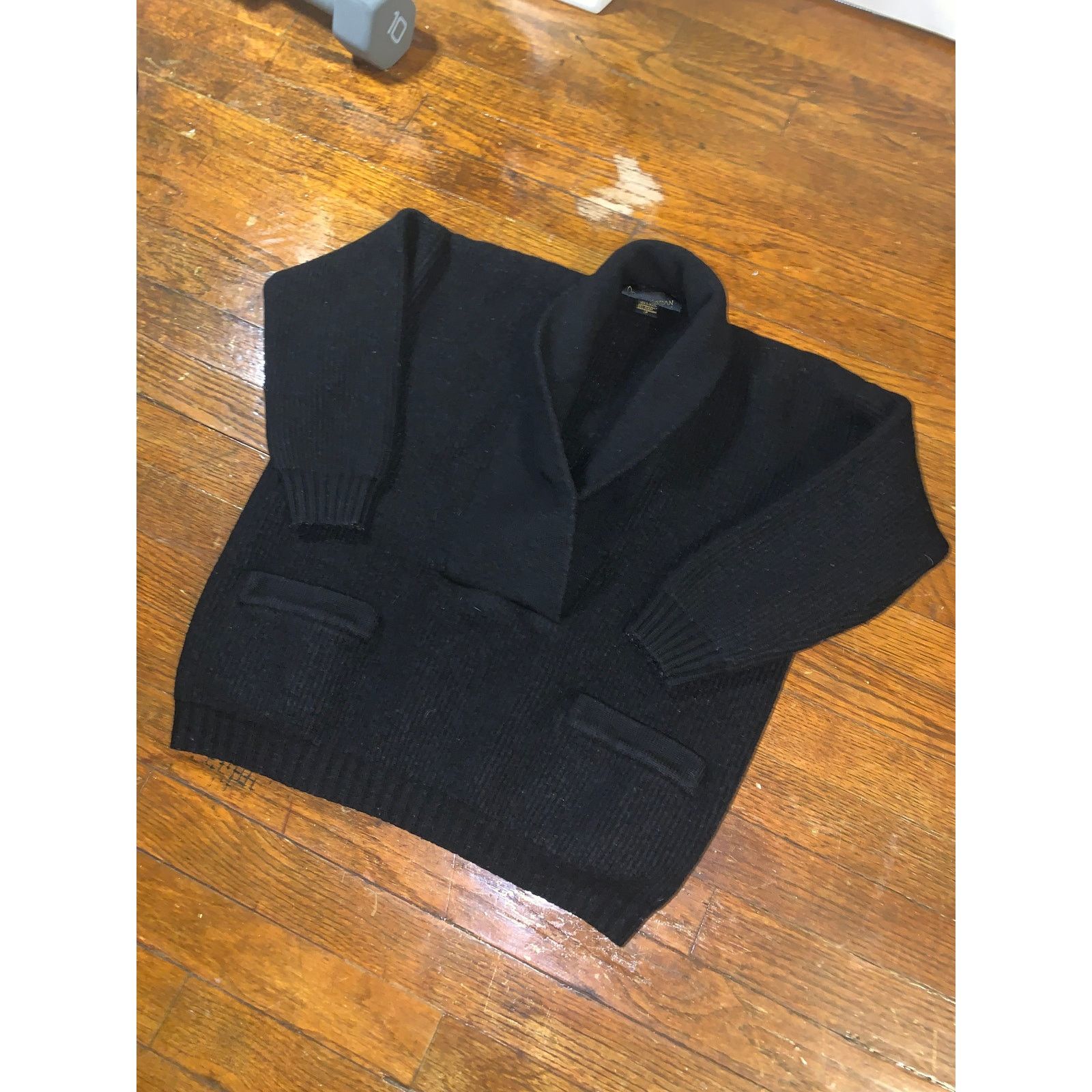DKNY × Donna Karan × Vintage Donna Karan Wool Sweater Petite P Black Shawl Collar DKNY Size M / US 6-8 / IT 42-44 - 7 Thumbnail