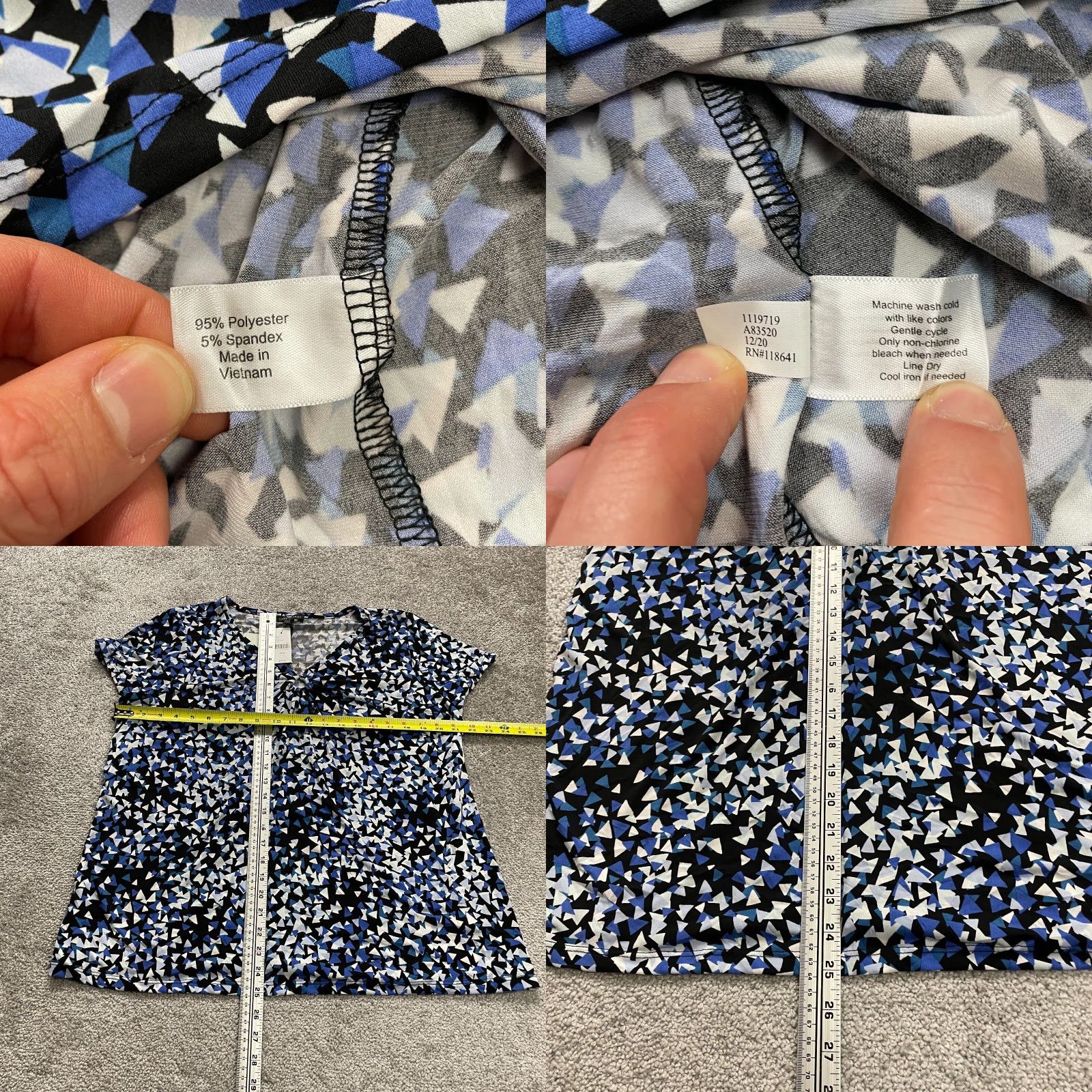 Vintage Lane Bryant Blouse Womens 18/20 Blue White Black V-Neck Keyhole Short Sleeve NWT Size XXL / US 16-18 / IT 52-54 - 8 Thumbnail