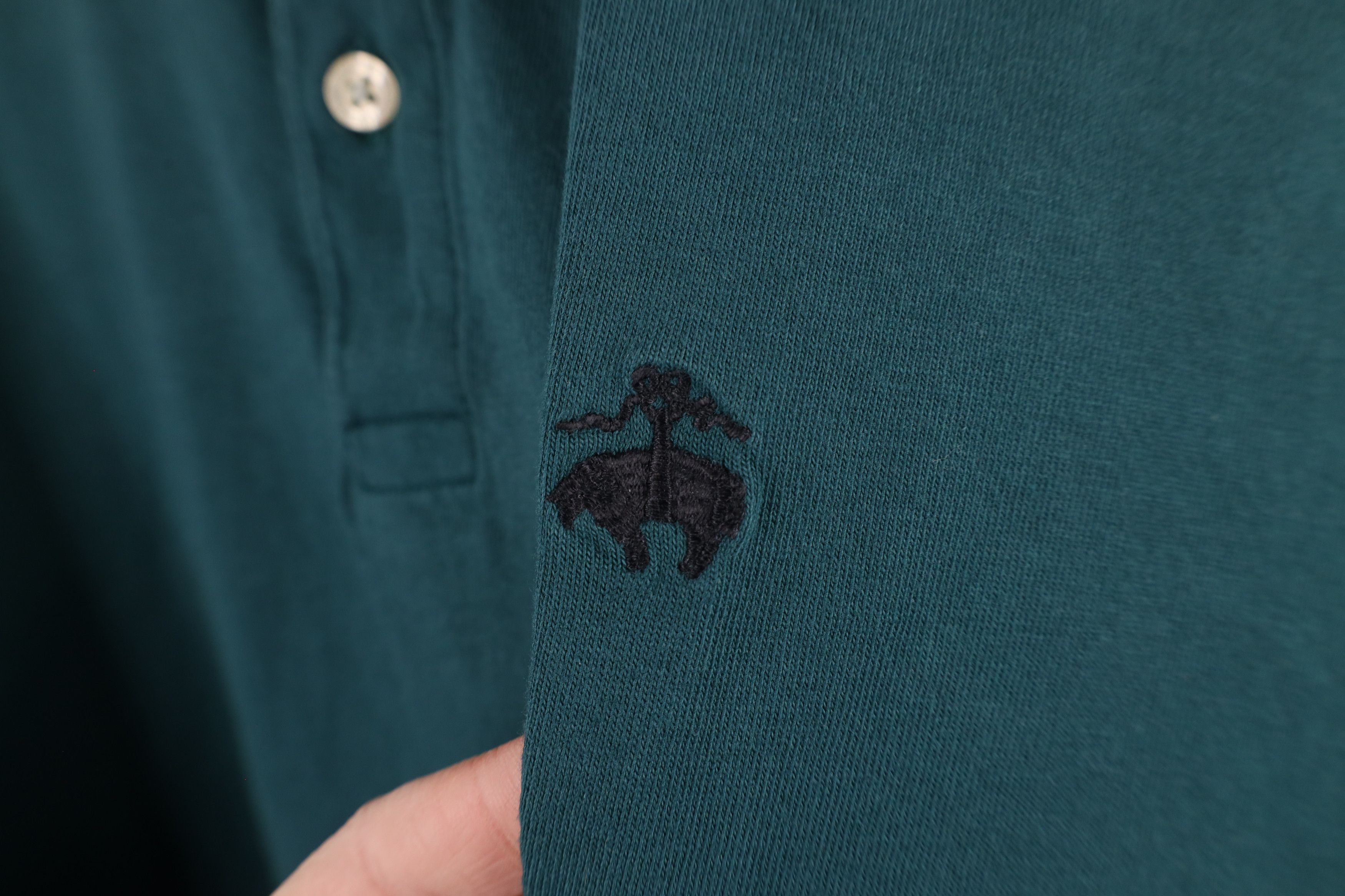 Brooks Brothers Vintage Brooks Brothers Long Sleeve Polo Shirt Green Cotton Size US L / EU 52-54 / 3 - 4 Thumbnail