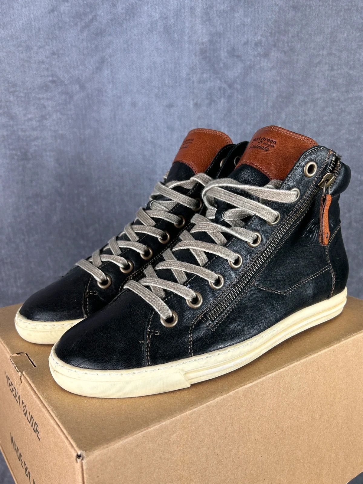 Designer Paul Green Handmade high sneakers leather mini logo Size US 7 / EU 40 - 1 Thumbnail