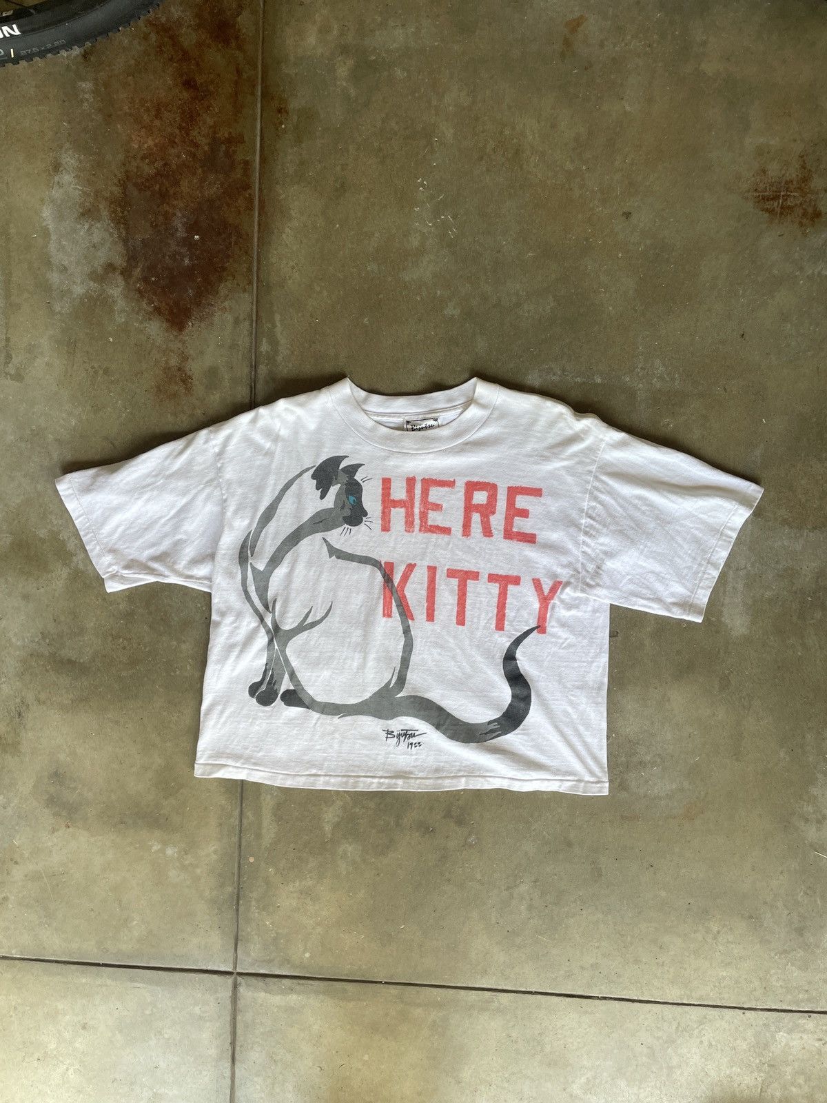 Vintage 1980s HERE KITTY Custom Print T-Shirt Size M / US 6-8 / IT 42-44 - 1 Thumbnail