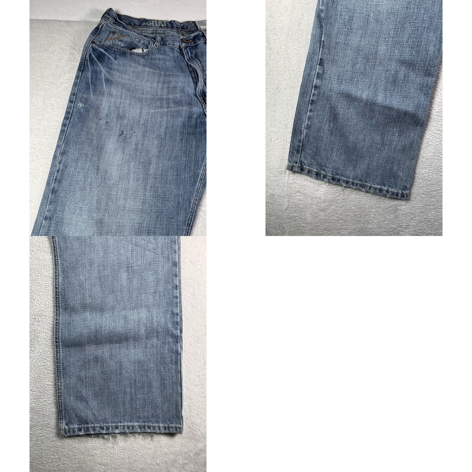 Ariat Ariat M4 Jeans Men's 38x30 Distressed Bootcut Denim Blue 5-Pocket Western Work Jeans Men's Regular Size 38 Size US 38 / EU 54 - 10 Thumbnail