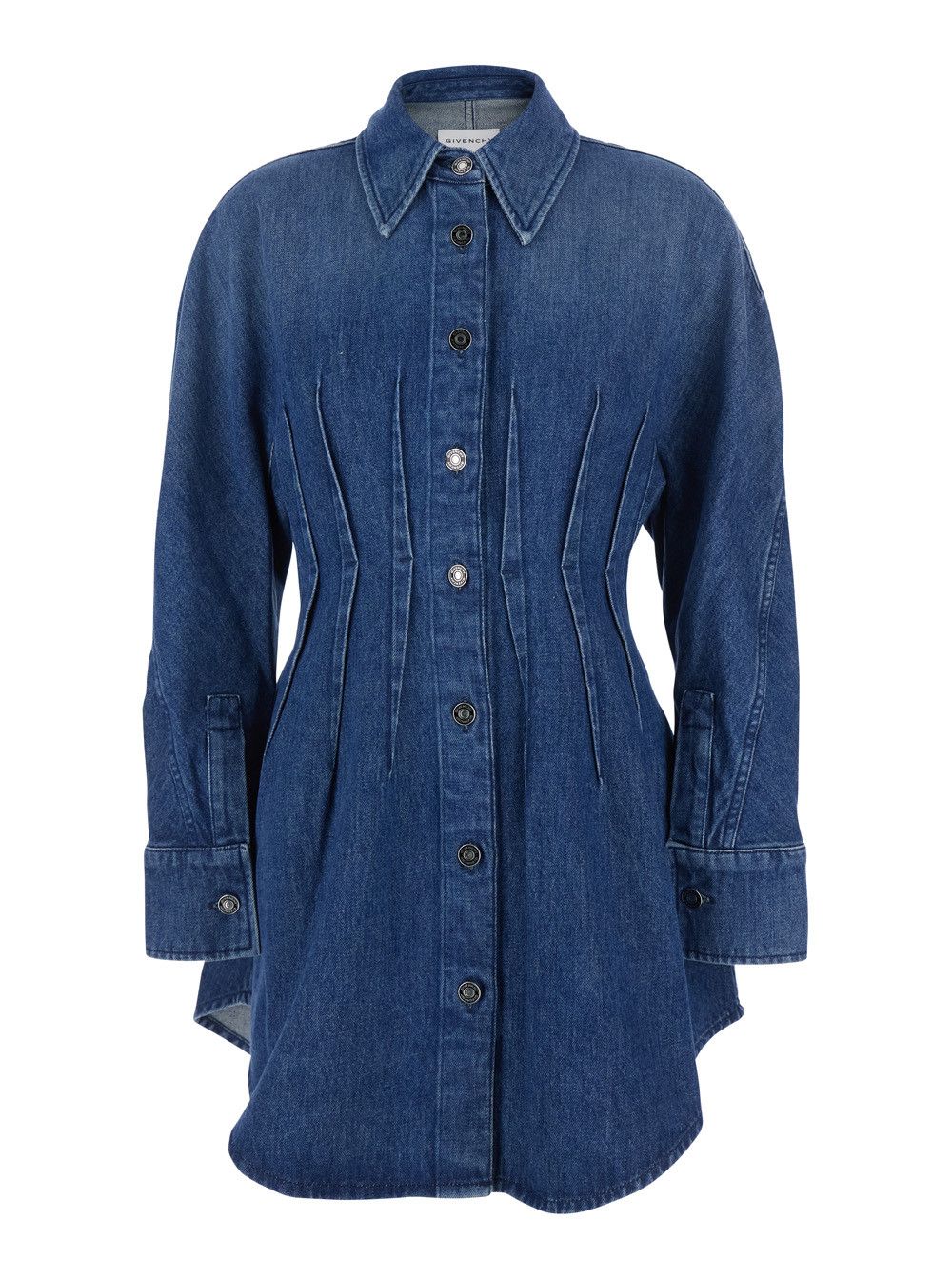 Givenchy Blue Dress with Pointed Collar and Lightly Structured Waist in Denim Woman Size S / US 4 / IT 40 - 1 Thumbnail
