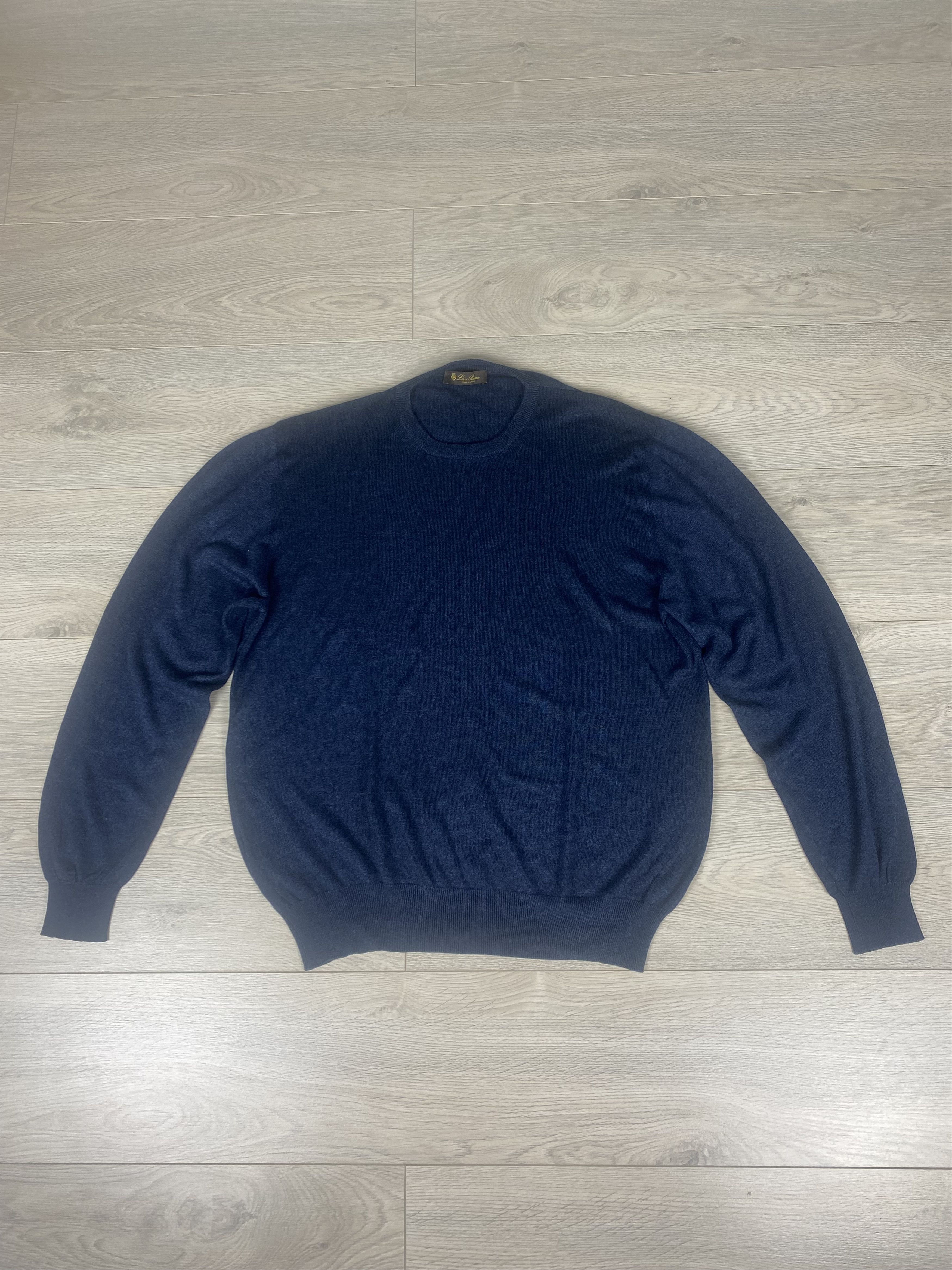 image of Loro Piana Silk Sweater in Navy Blue, Men's (Size XL)