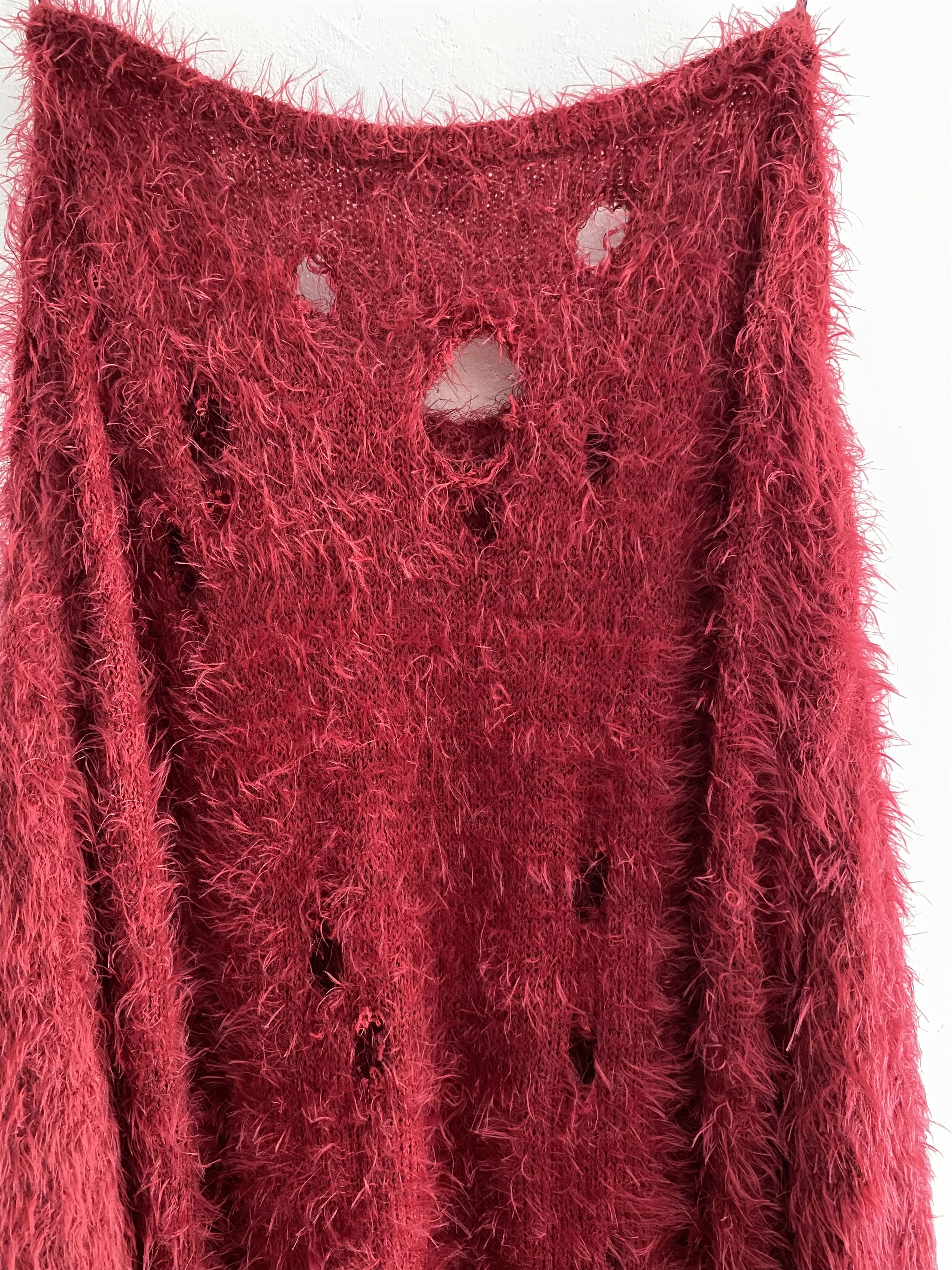 Hysteric Glamour × Japanese Brand Rafraf raf simons style destroyed fuzzy knit sweatshirts Size US L / EU 52-54 / 3 - 5 Thumbnail