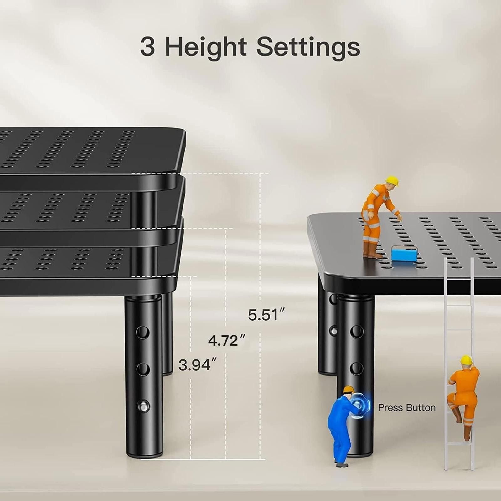 Designer Monitor Stand Riser 3 Height Adjustable W/Airflow Size ONE SIZE - 3 Thumbnail