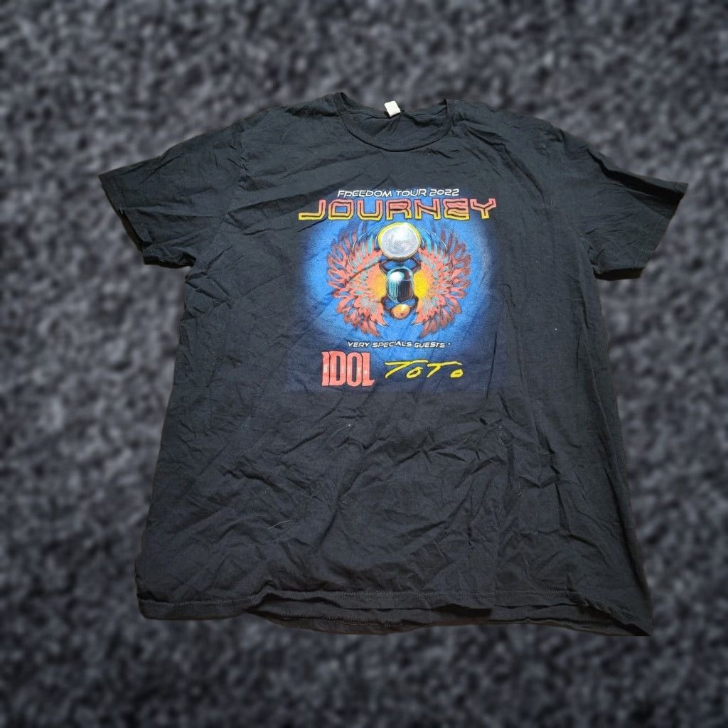Vintage JOURNEY FREEDOM TOUR Mens 2XL T-Shirt Band Tee Black Cotton 100% Sleeves Crew Neck Graphic Print Vintage No DEATH METAL Mens Size US XXL / EU 58 / 5 - 1 Thumbnail
