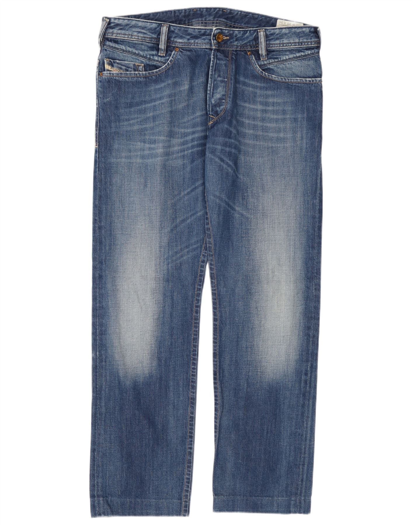 Diesel Mens Poiak Straight Jeans W33 L30 Blue Cotton Size US 33 - 1 Thumbnail