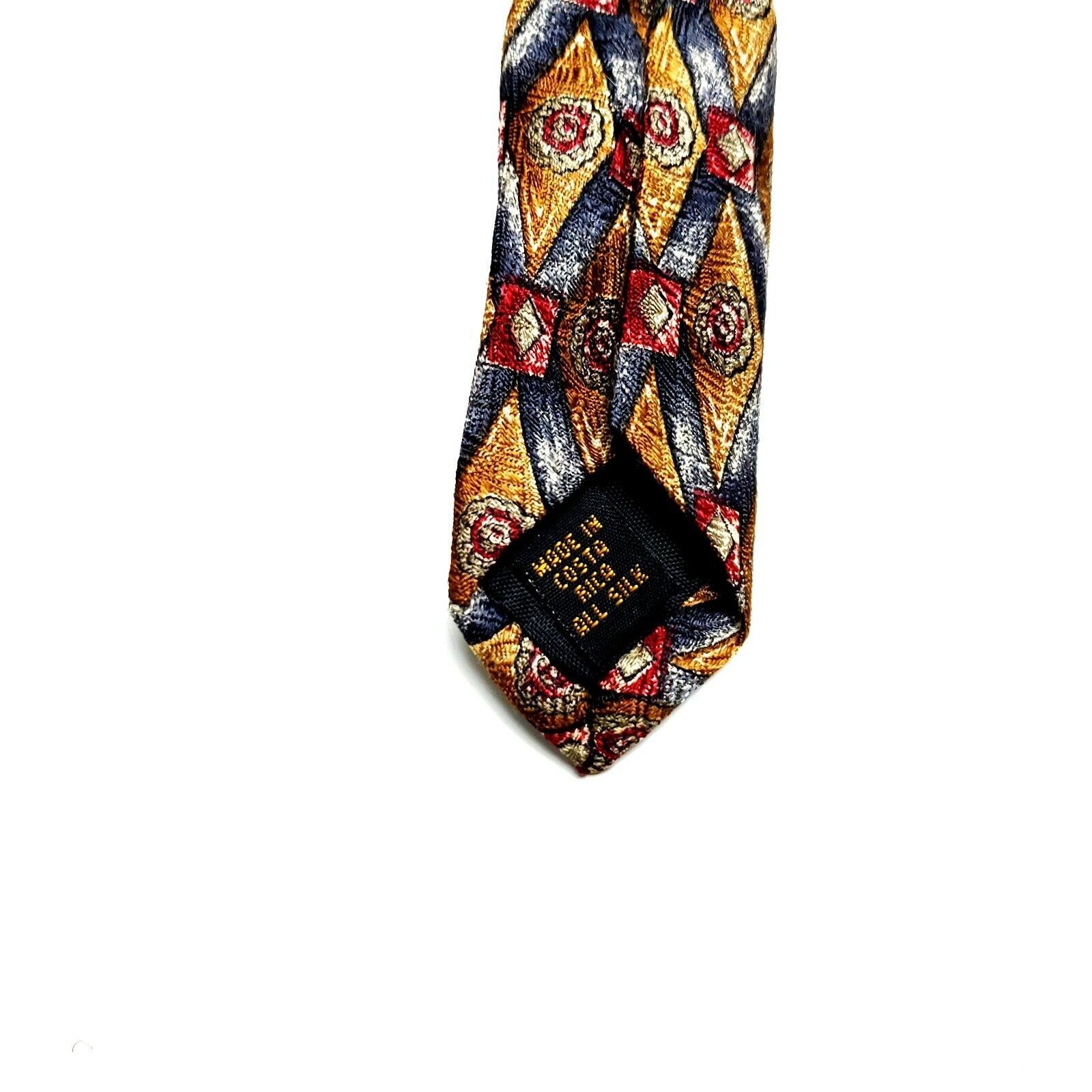 Alexander Julian Alexander Julian Colours Silk Tie Print Wide Orange Red Size ONE SIZE - 4 Thumbnail