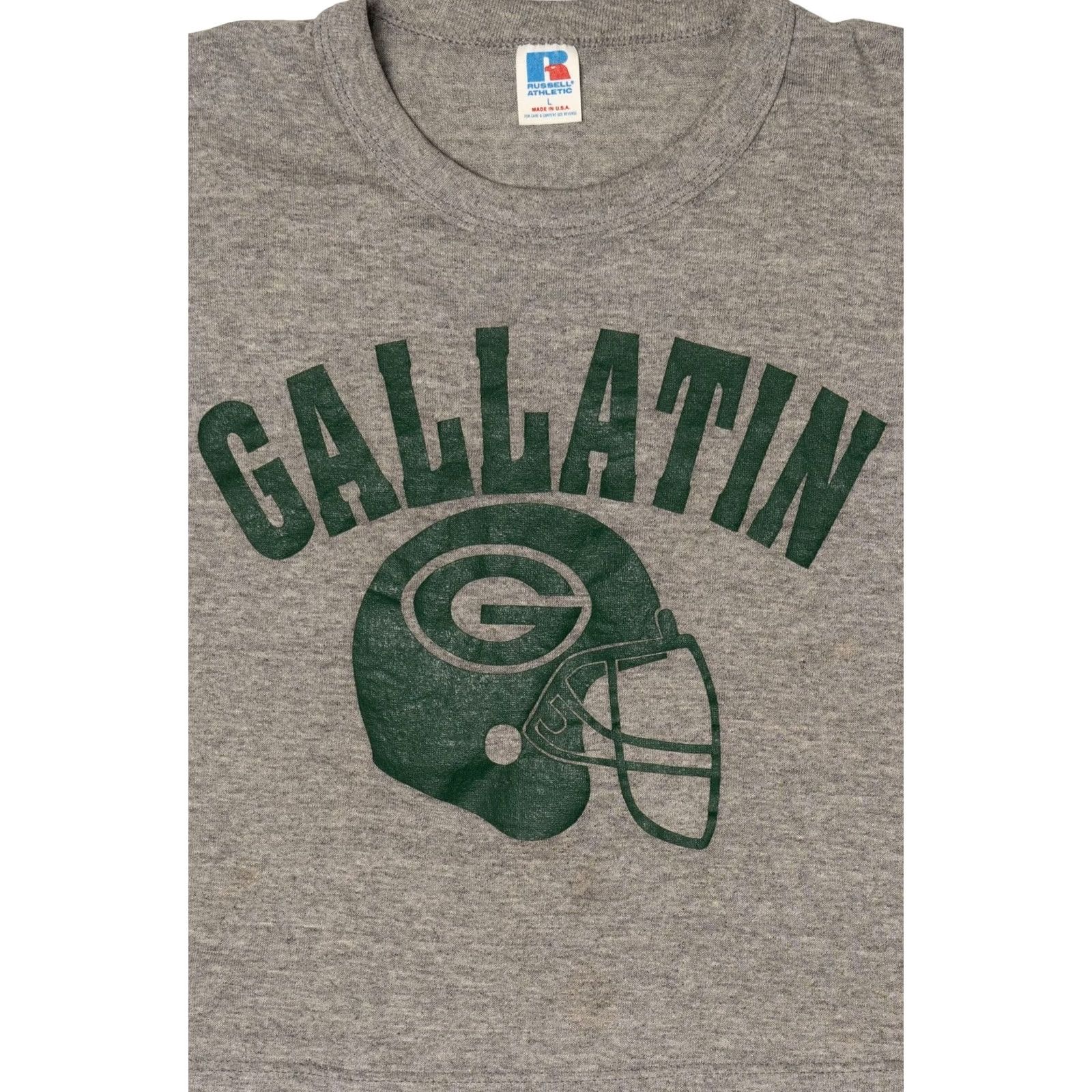 Russell Athletic VINTAGE Russell Athletic Gallatin High School Football Crop Top T-Shirt Mens Large Grey 1990s Size US L / EU 52-54 / 3 - 3 Thumbnail