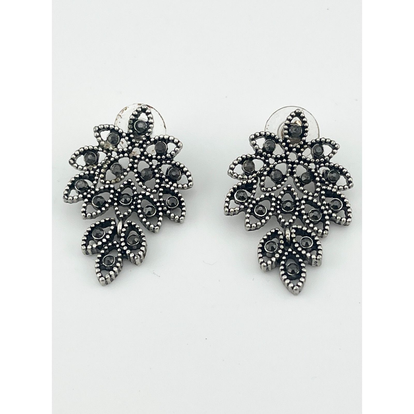 Vintage Vintage rhinestone leaf dangle drop earrings Size ONE SIZE - 2 Thumbnail