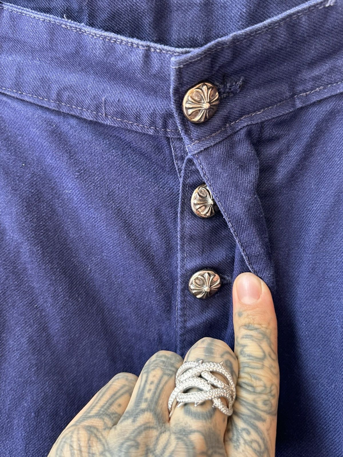 Chrome Hearts Chrome Hearts 100 CROSS FLOODED PATCH JEANS FRENCH 31 32 Size US 31 - 8 Thumbnail