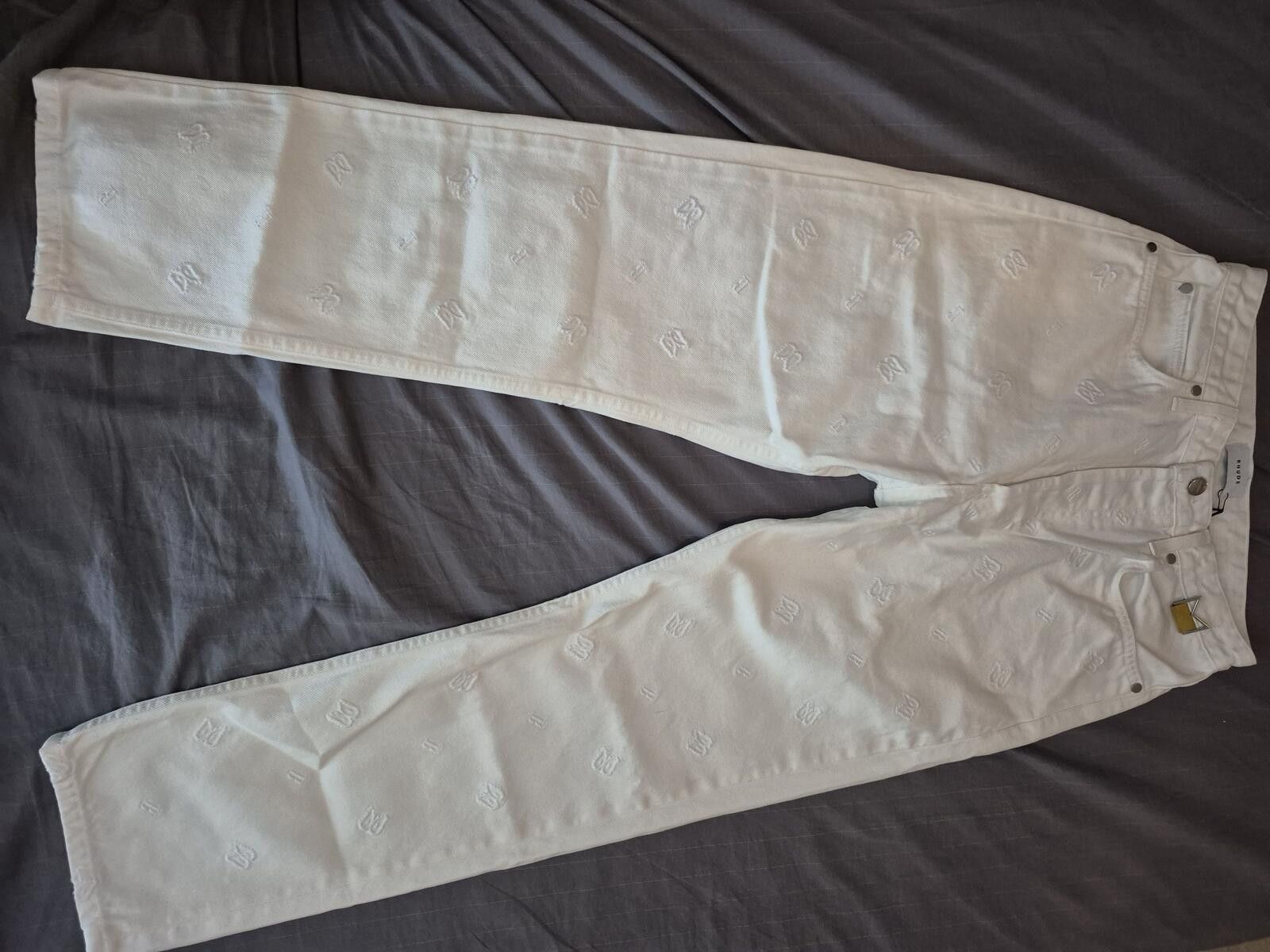 Rhude White Denim Embroidered Jeans Size 31 BNWT