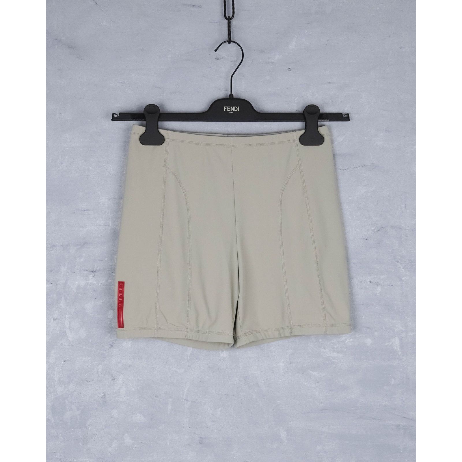 Prada Prada linea rossa beige stretch red logo athletic fit shorts Size US 34 / EU 50 - 1 Thumbnail