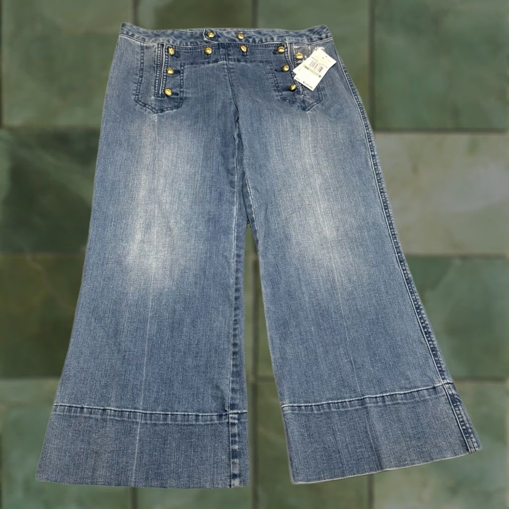 Michael Kors Michael Kors Flare Leg Sailor Cropped Jeans Womens Size 8 32x25 Blue NWT 35 Size 24" / US 00 / IT 34 - 1 Thumbnail