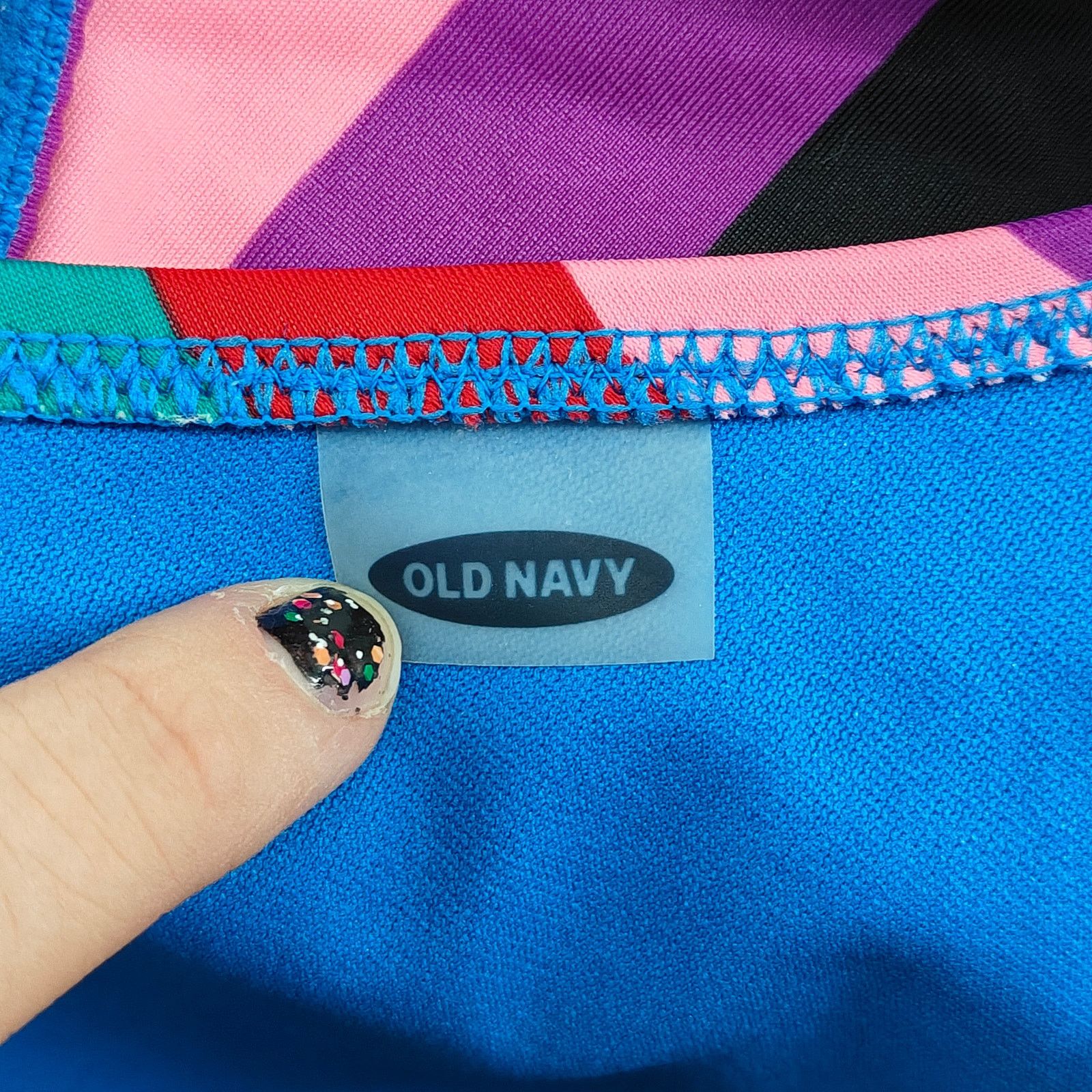 Old Navy Old Navy Multicolor Stripe Single Shoulder Bikini Top Large Size L / US 10 / IT 46 - 2 Thumbnail