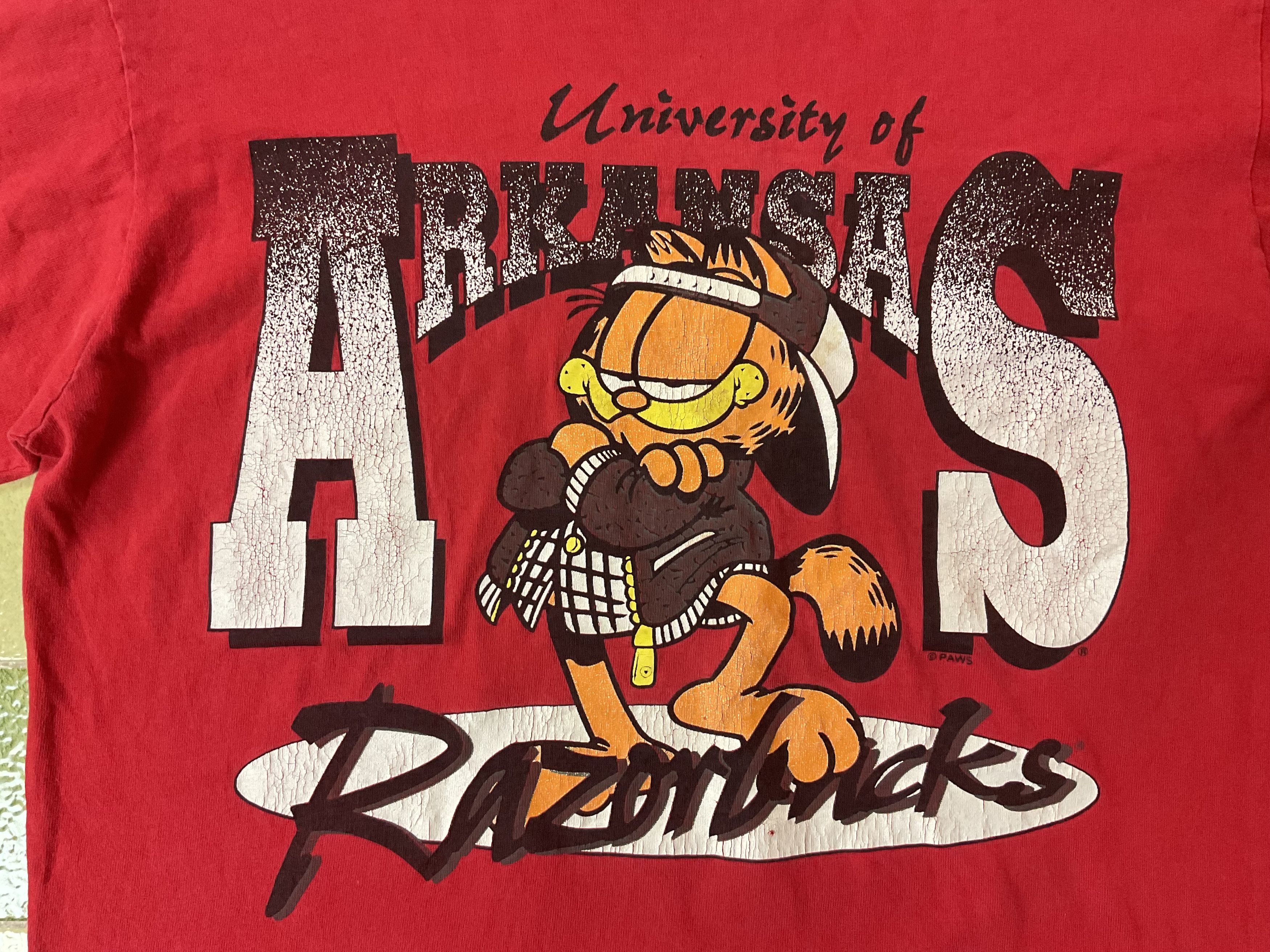NCAA Vintage 90s Garfield Arkansas Razorbacks Football T-Shirt Size US L / EU 52-54 / 3 - 2 Thumbnail