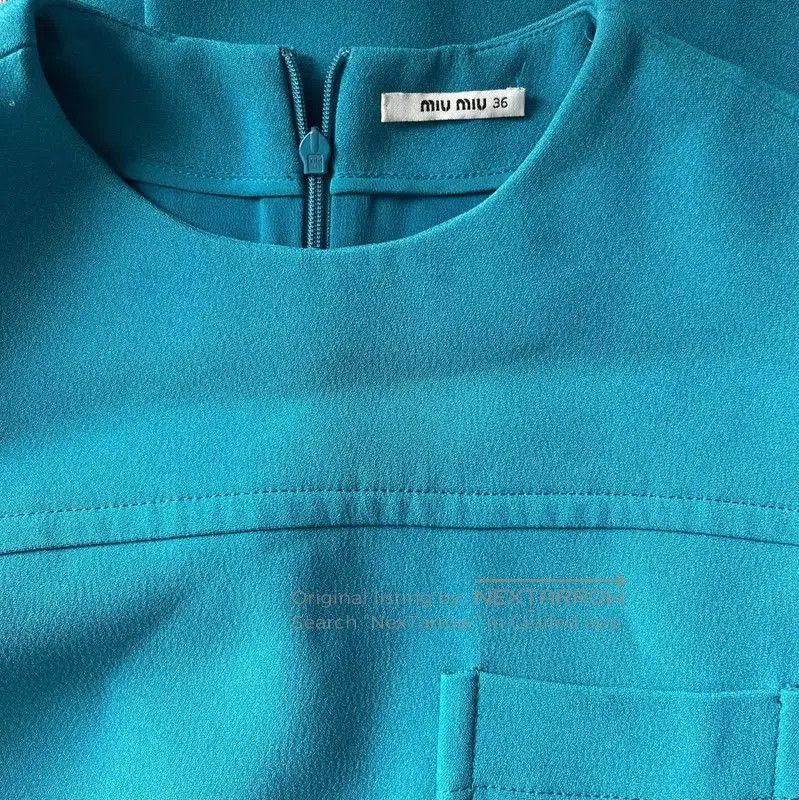 Miu Miu Miu Miu Blue Long Sleeve Dress . Size S / US 4 / IT 40 - 3 Thumbnail