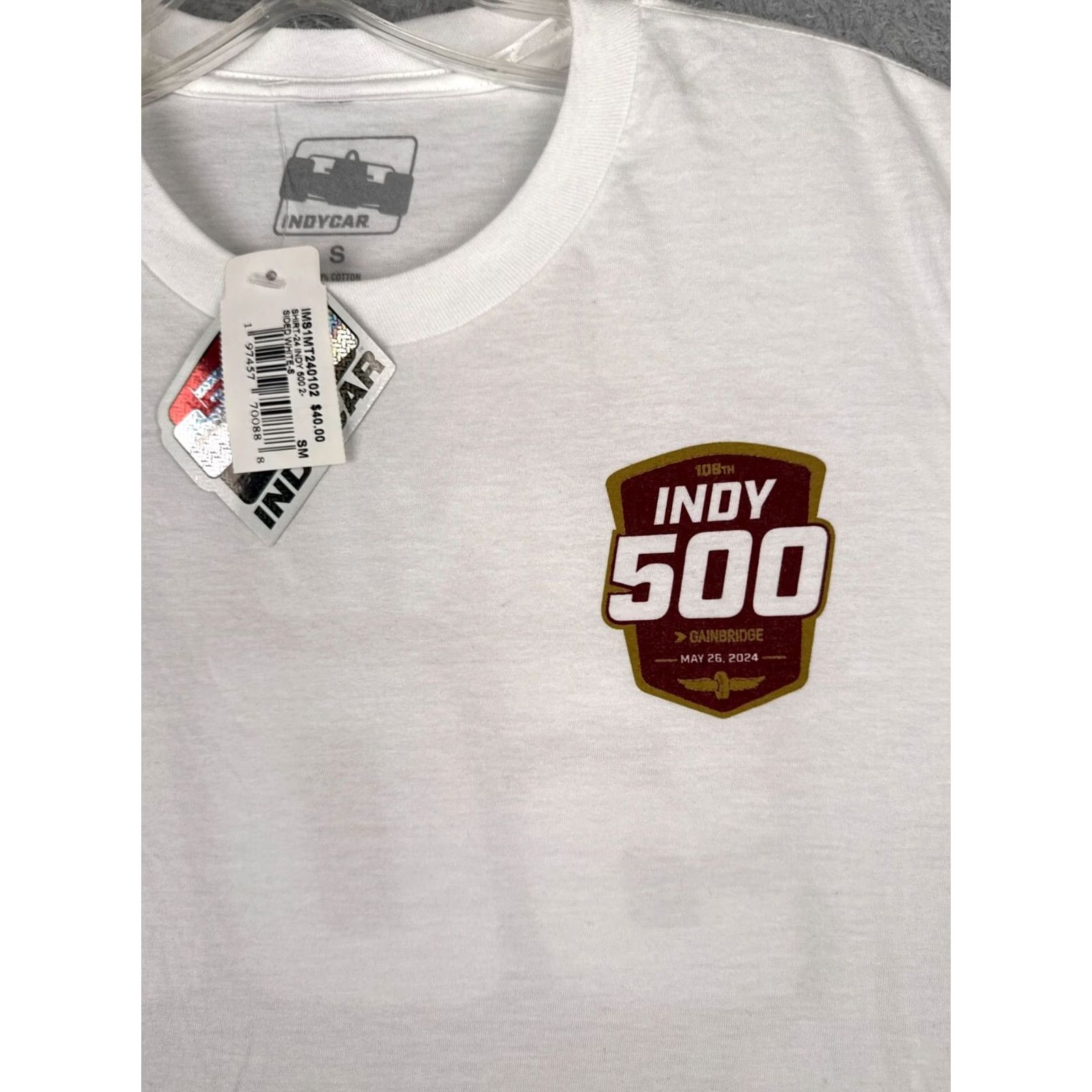 Vintage Indycar Shirt Adult Small White 2024 Indy 500 Gainbridge 108th 100% Cotton Legends Global Merchandise Shirt Men White Cotton Car Racing Logo 90s Theme Size US S / EU 44-46 / 1 - 6 Thumbnail