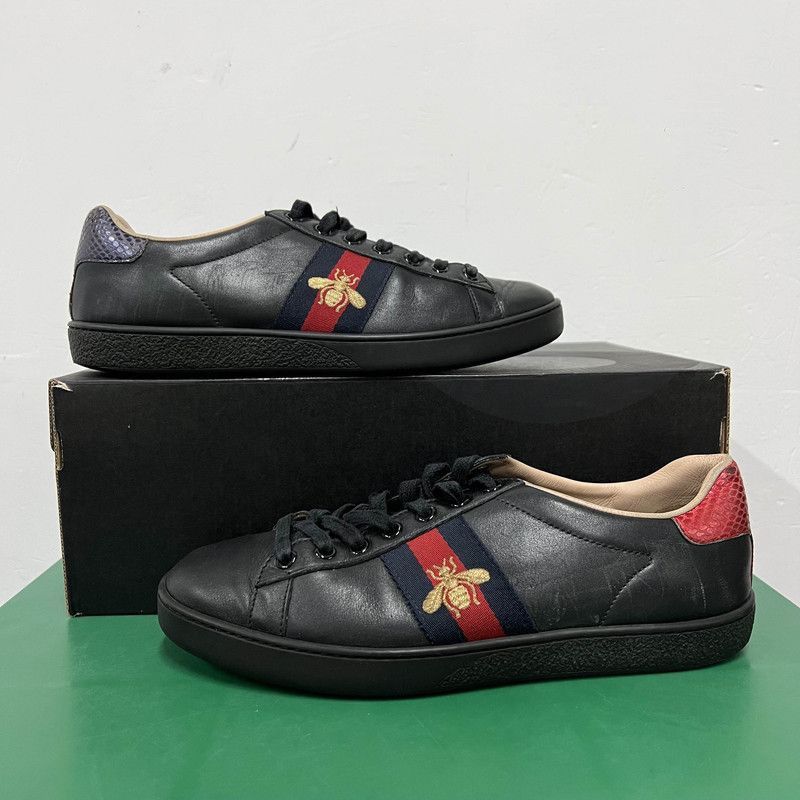 Gucci Gucci ACE Leather Bee Embroidered Sneakers - Size US 7.5 / IT 37.5 - 8 Thumbnail