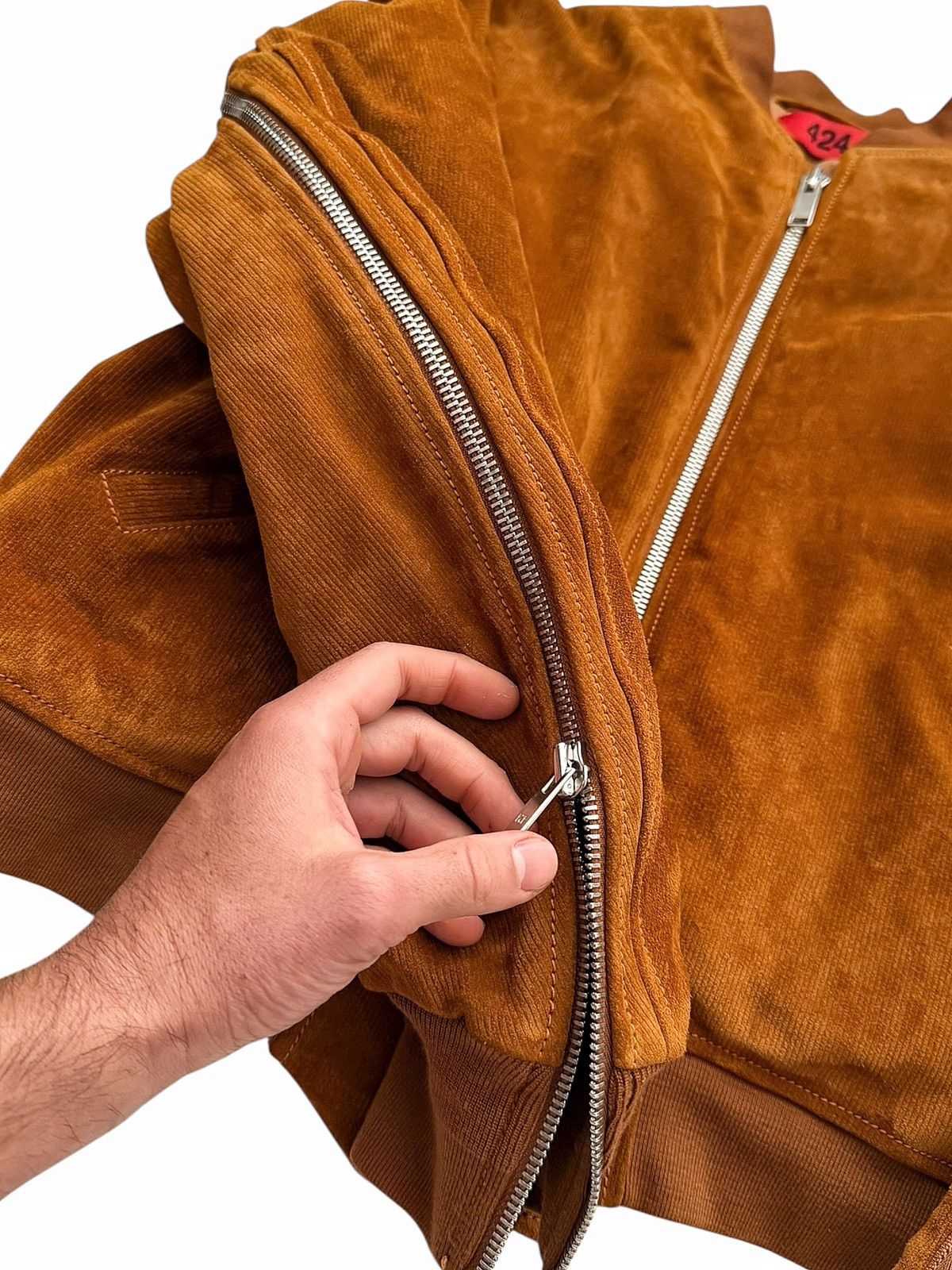 424 Rare Trompe Loeil Leather “Corduroy” Bomber Jacket Size US M / EU 48-50 / 2 - 3 Thumbnail