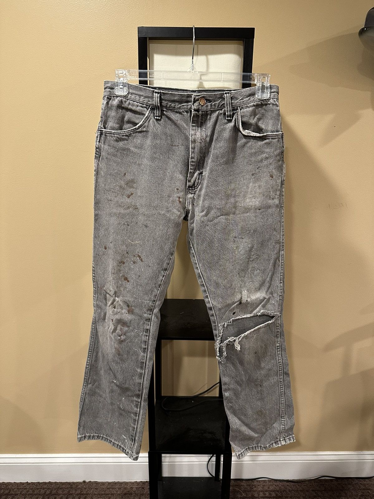 Rustler × Vintage Vintage Rustler Black faded Distressed Painter Denim Jeans Size US 32 / EU 48 - 3 Thumbnail