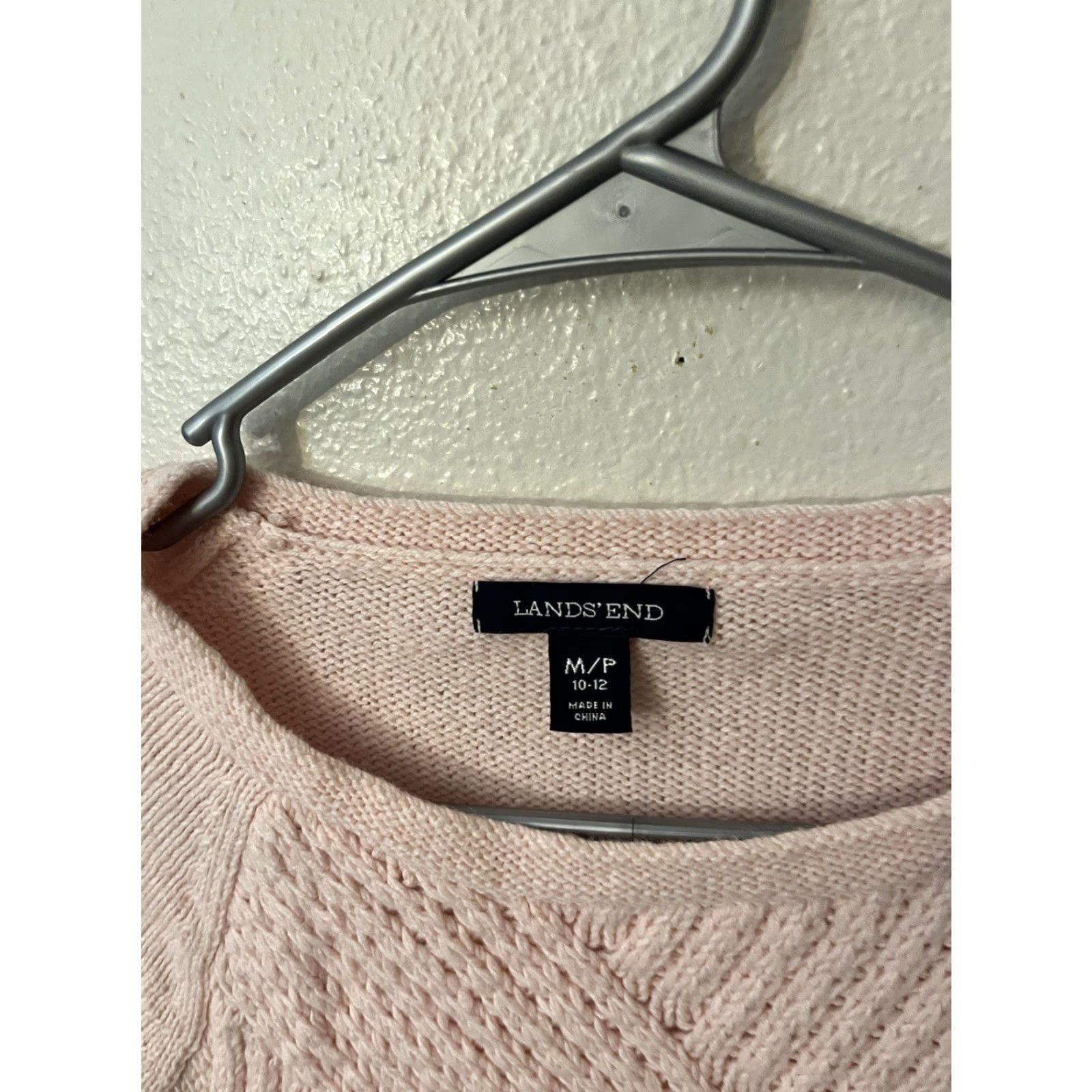 Lands' End Lands' End Women's Soft Pink Cable Knit Long Sleeve Pullover Sweater Size M/P Size M / US 6-8 / IT 42-44 - 3 Thumbnail