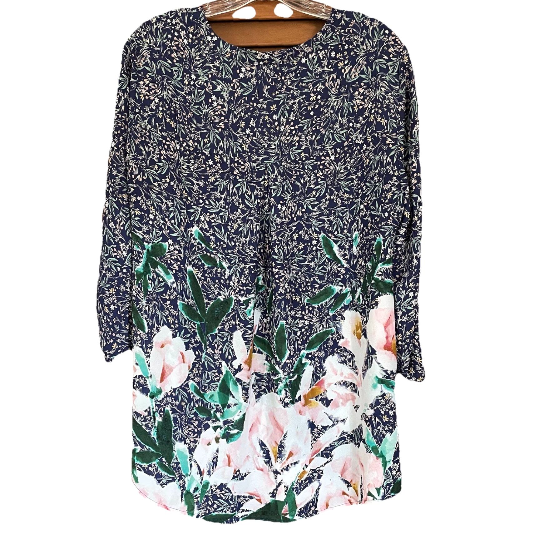 Vintage Daniel Rainn blouse top 1X Floral Boho Long Sleeve V-Neck Pullover Blue Green Pink multi Women Dressy Casual Tunic Modern Vintage N/A Size XL / US 12-14 / IT 48-50 - 5 Thumbnail